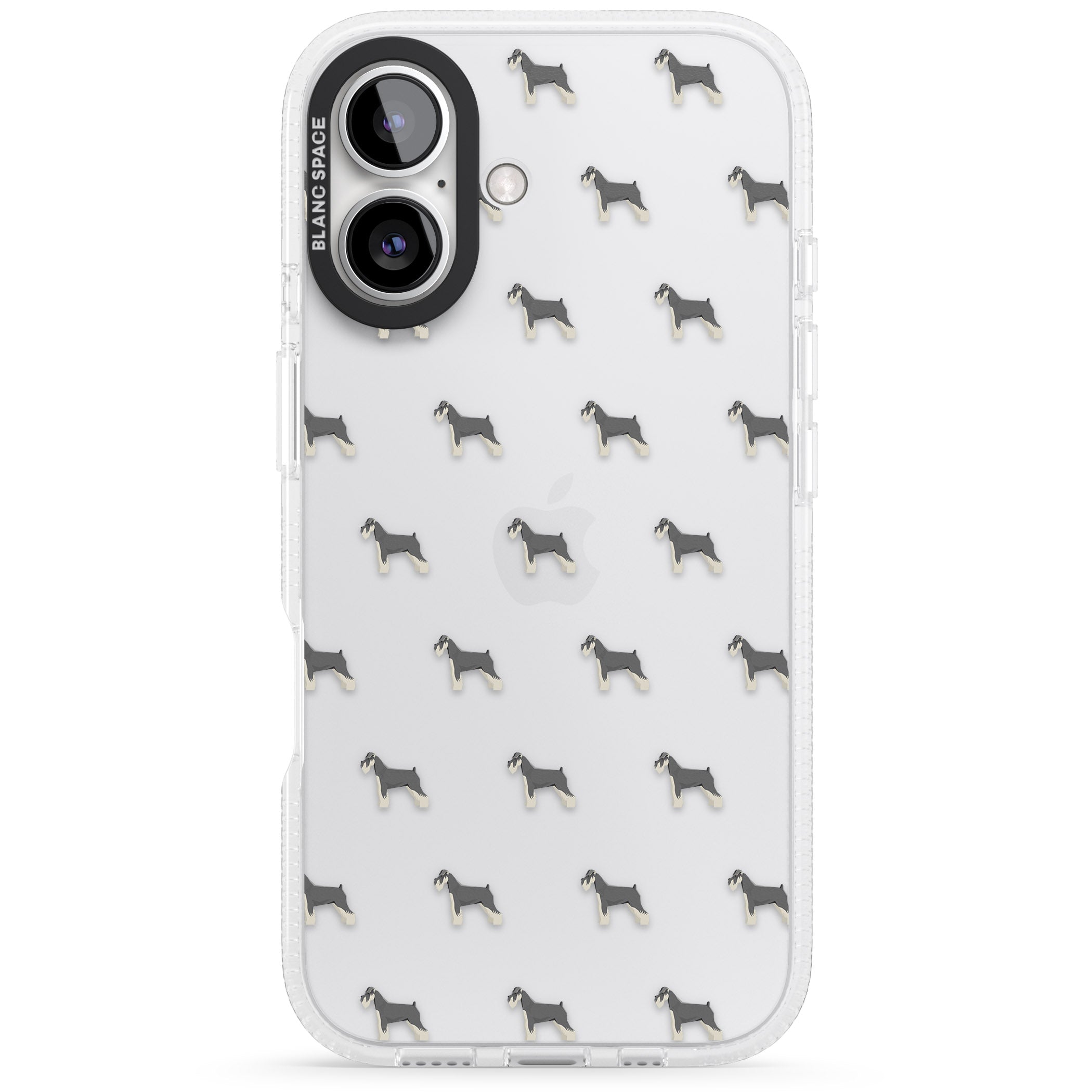 Schnauzer Dog Pattern Clear iPhone 16 / 16 Plus Clear Case Impact Air - Blanc Space