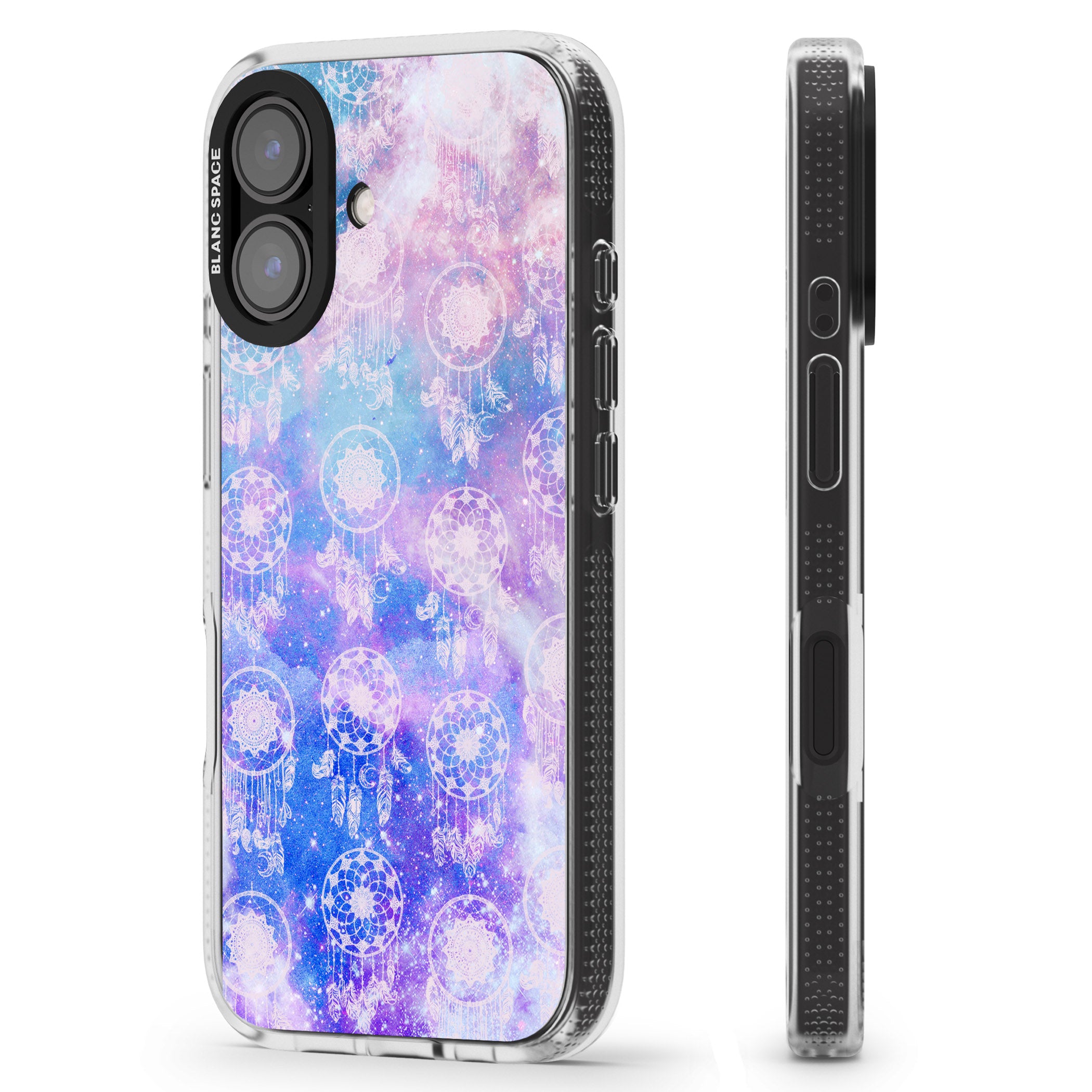 Dreamcatcher Pattern Galaxy Print Tie Dye iPhone 16 / 16 Plus Clear Case Impact Air - Blanc Space