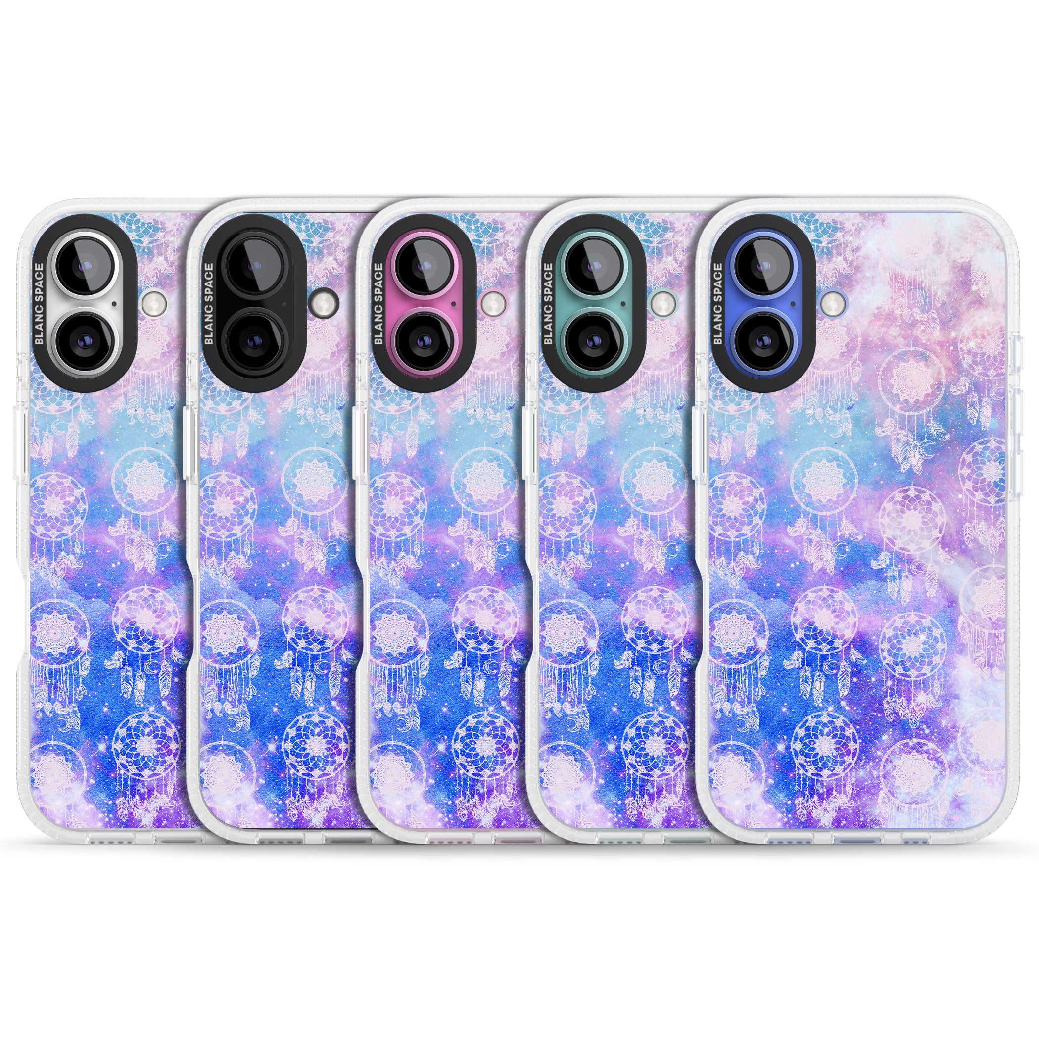 Dreamcatcher Pattern Galaxy Print Tie Dye iPhone 16 / 16 Plus Clear Case Impact Air - Blanc Space