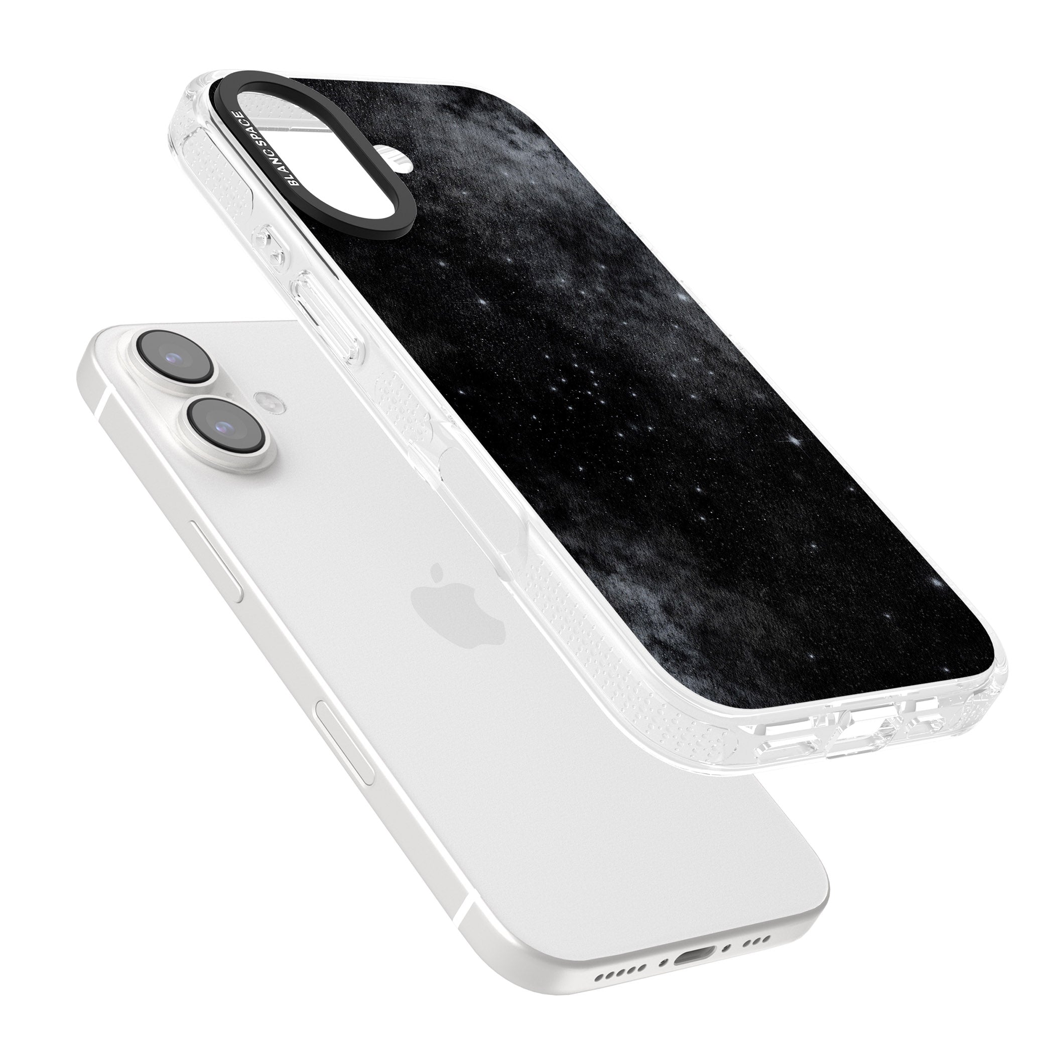 Night Sky Galaxies: Shimmering Stars iPhone 16 / 16 Plus Clear Case Impact Air - Blanc Space