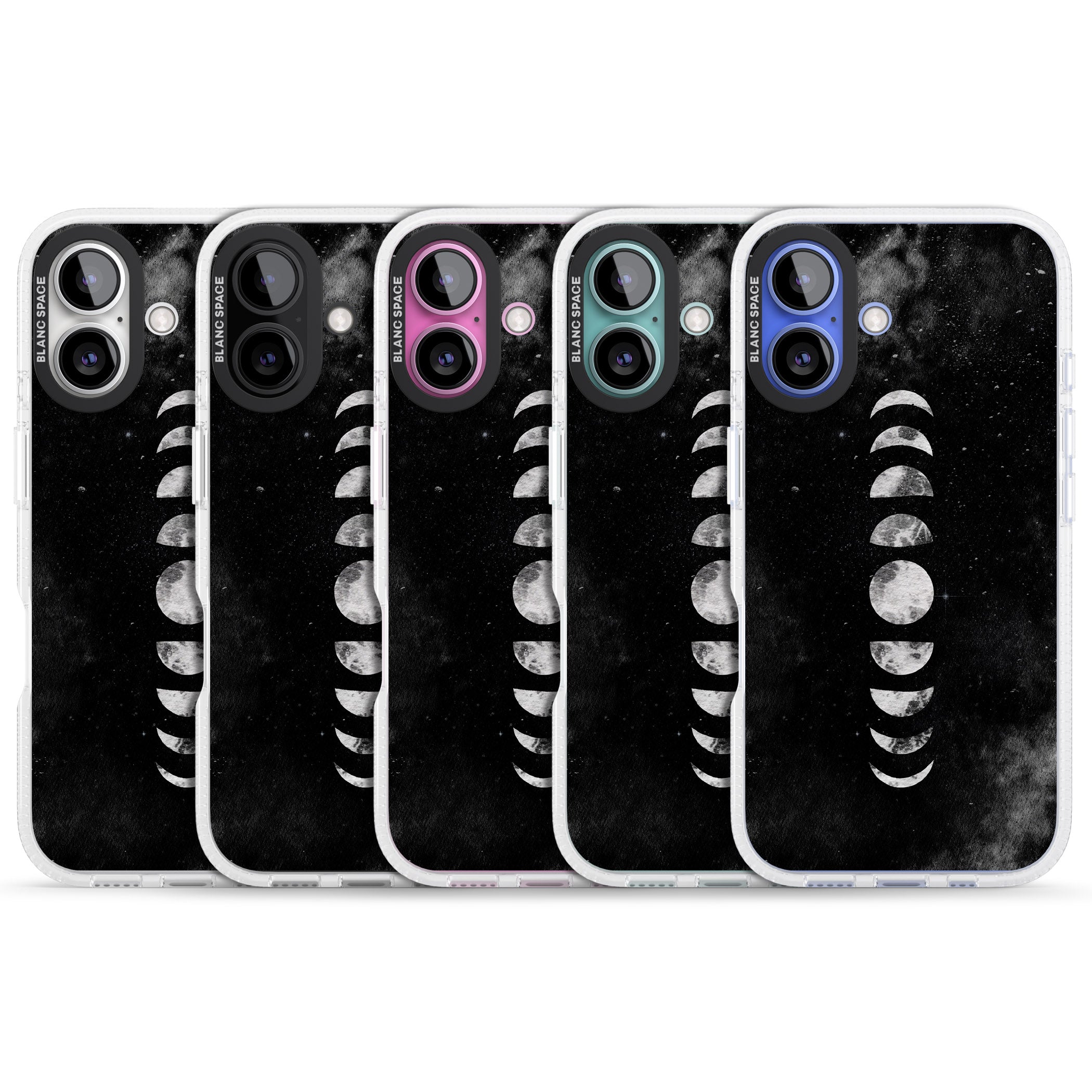 Watercolour Moon Phases iPhone 16 / 16 Plus Clear Case Impact Air - Blanc Space