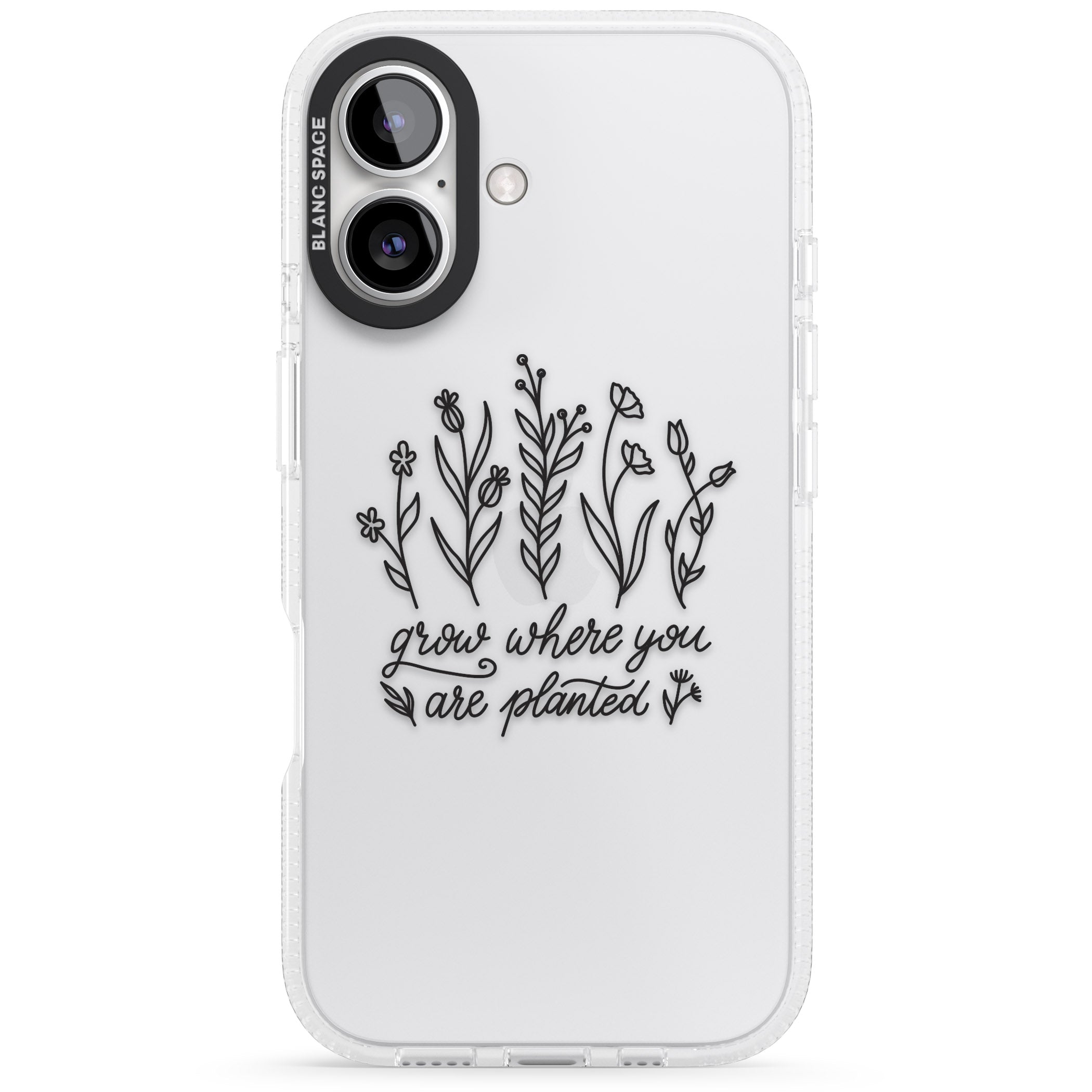 Grow where you are planted iPhone 16 / 16 Plus Clear Case Impact Air - Blanc Space