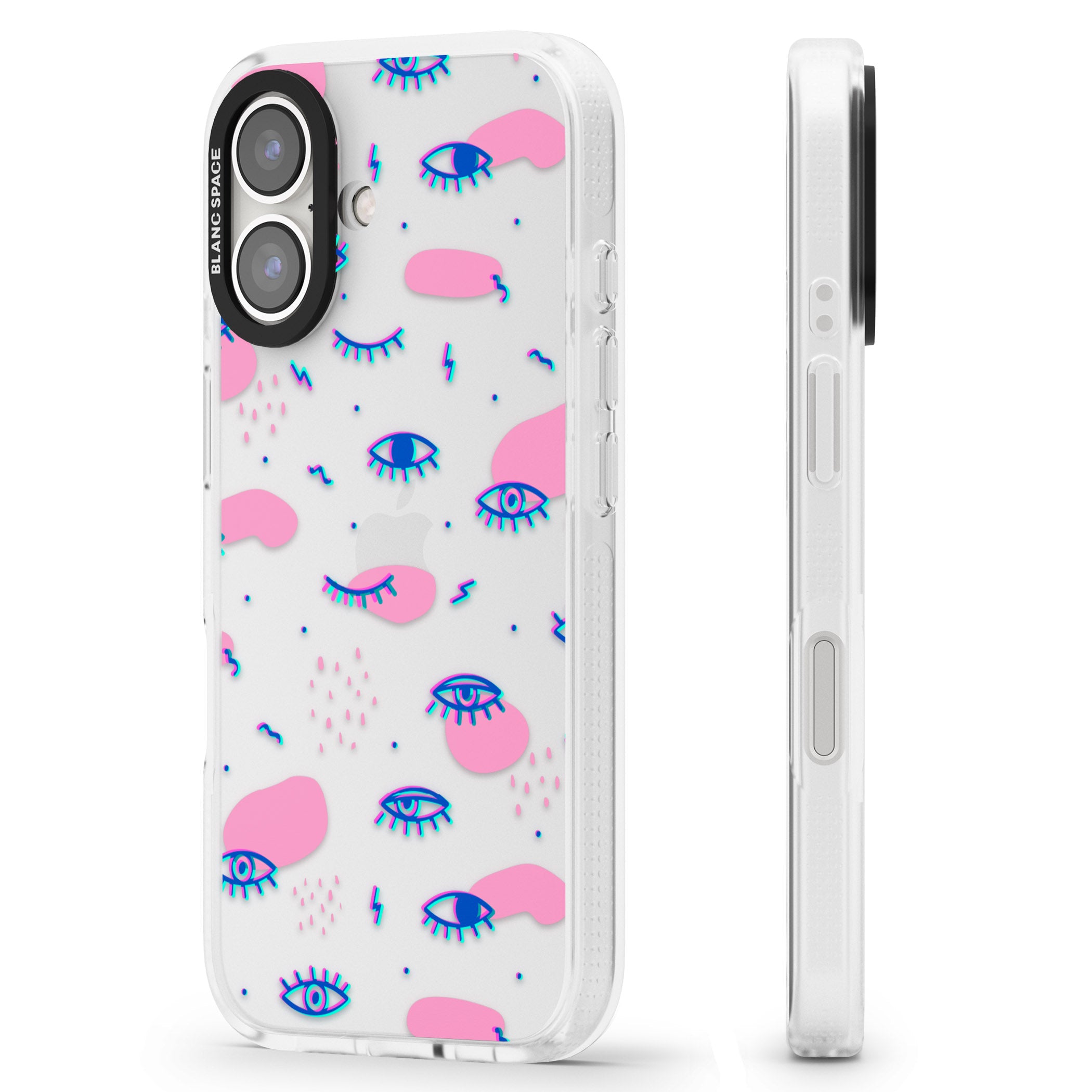 Pink Eye Blotches iPhone 16 / 16 Plus Clear Case Impact Air - Blanc Space