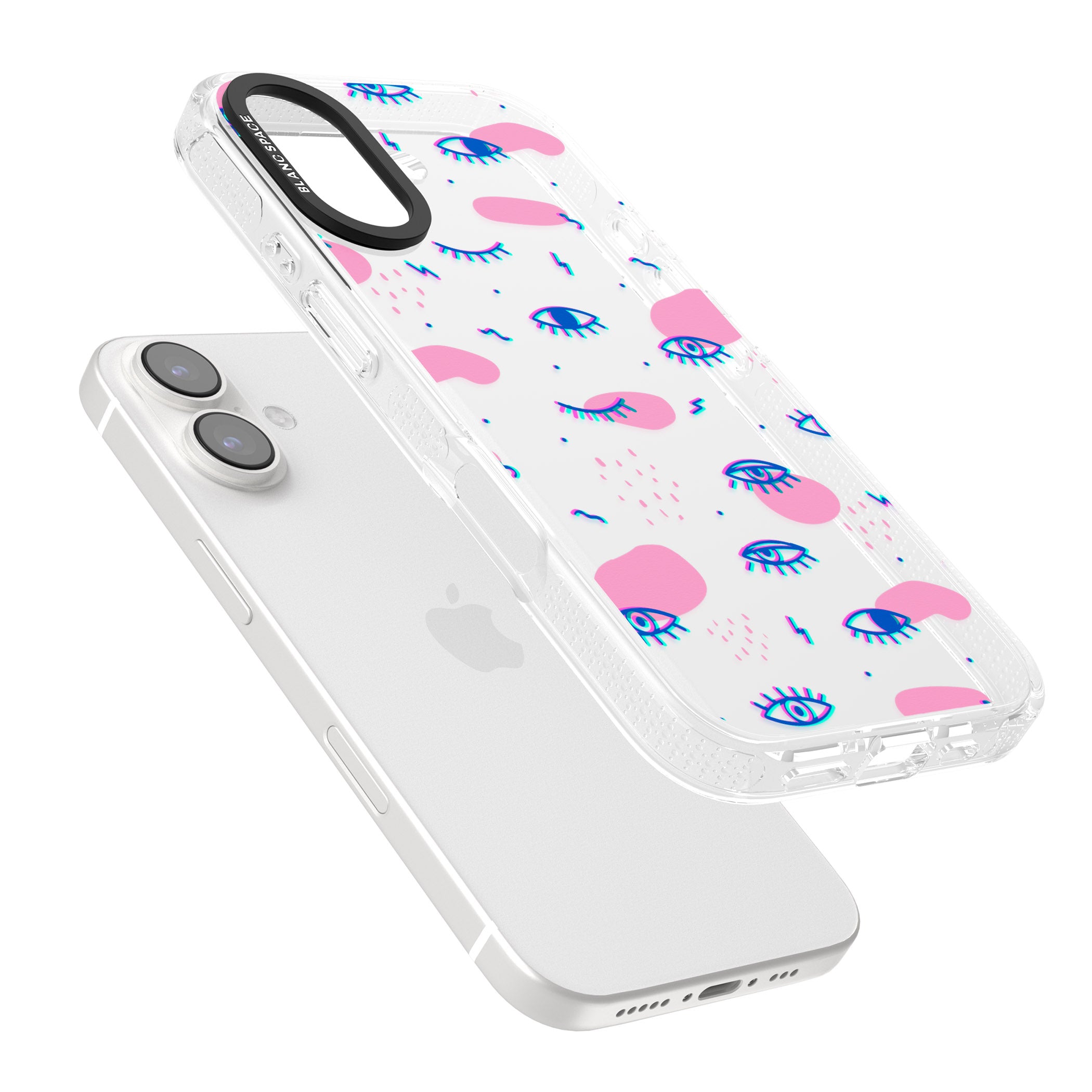 Pink Eye Blotches iPhone 16 / 16 Plus Clear Case Impact Air - Blanc Space