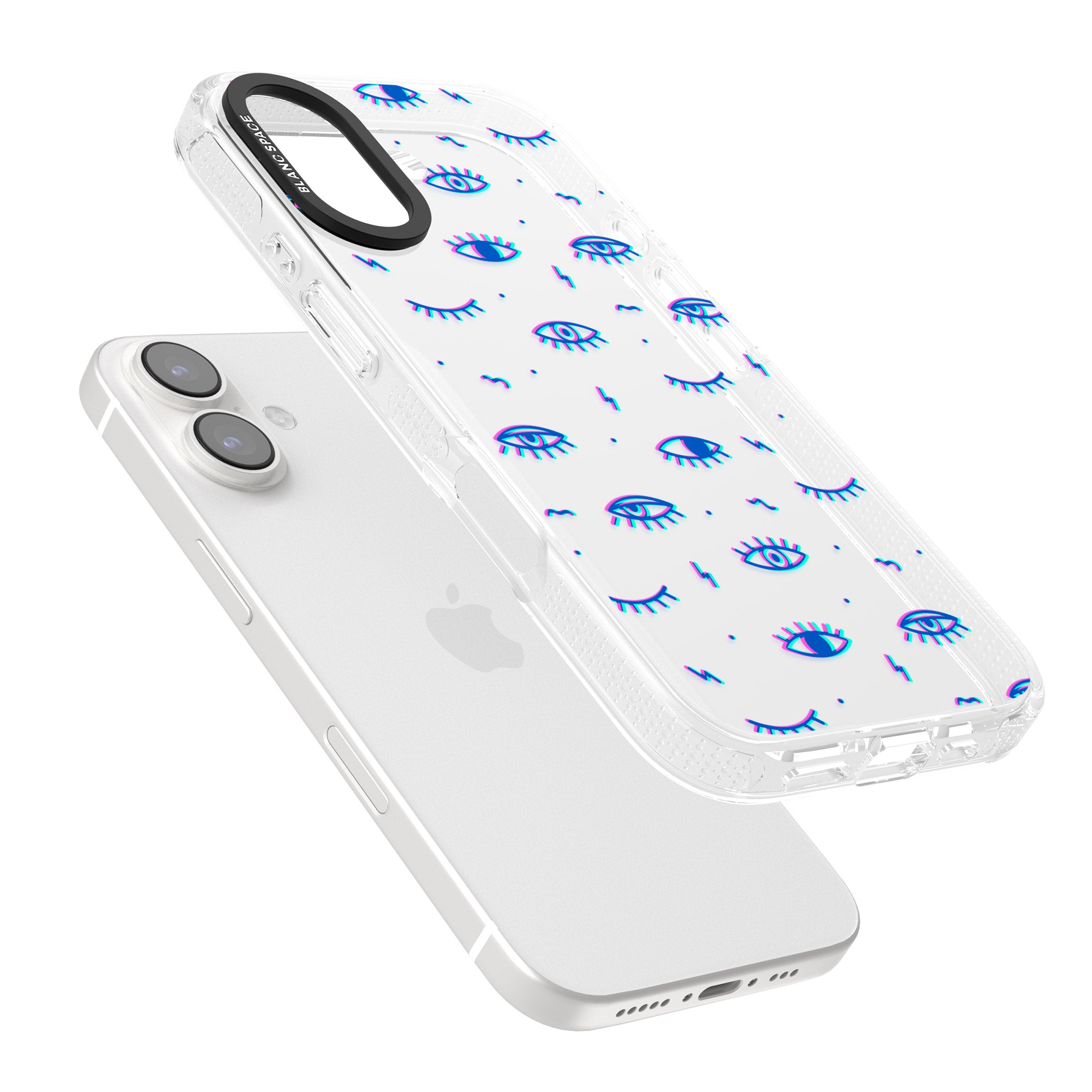 Duotone Psychedelic Eyes iPhone 16 / 16 Plus Clear Case Impact Air - Blanc Space
