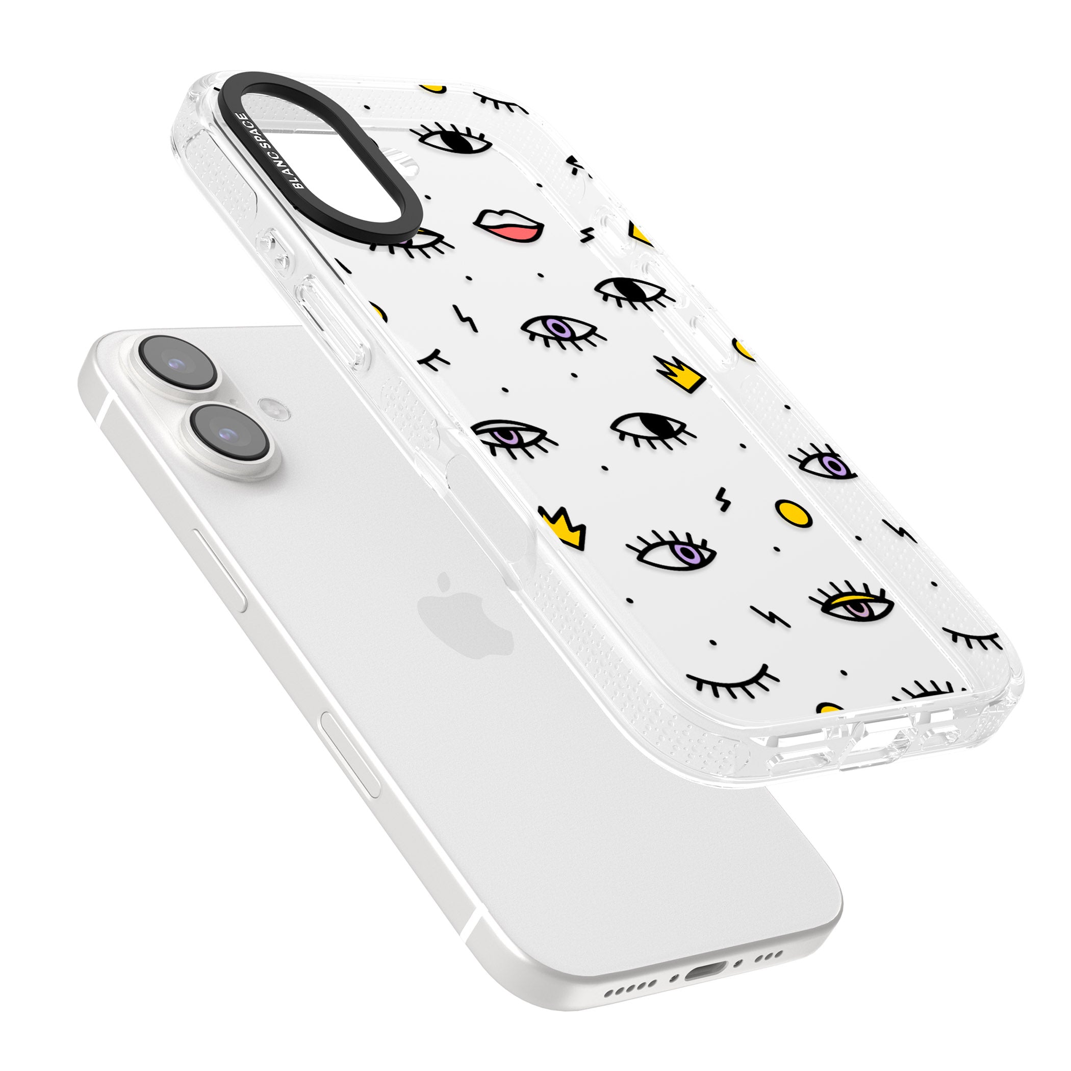 Eyes & Lips Icons iPhone 16 / 16 Plus Clear Case Impact Air - Blanc Space