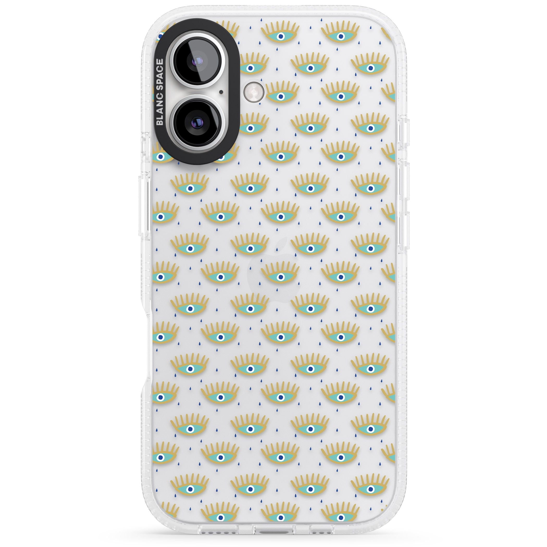Crying Eyes (Clear) Psychedelic Eyes Pattern iPhone 16 / 16 Plus Clear Case Impact Air - Blanc Space