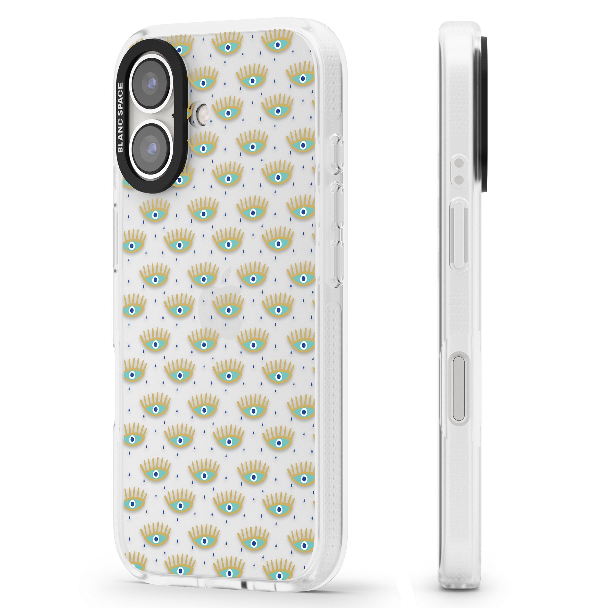Crying Eyes (Clear) Psychedelic Eyes Pattern iPhone 16 / 16 Plus Clear Case Impact Air - Blanc Space