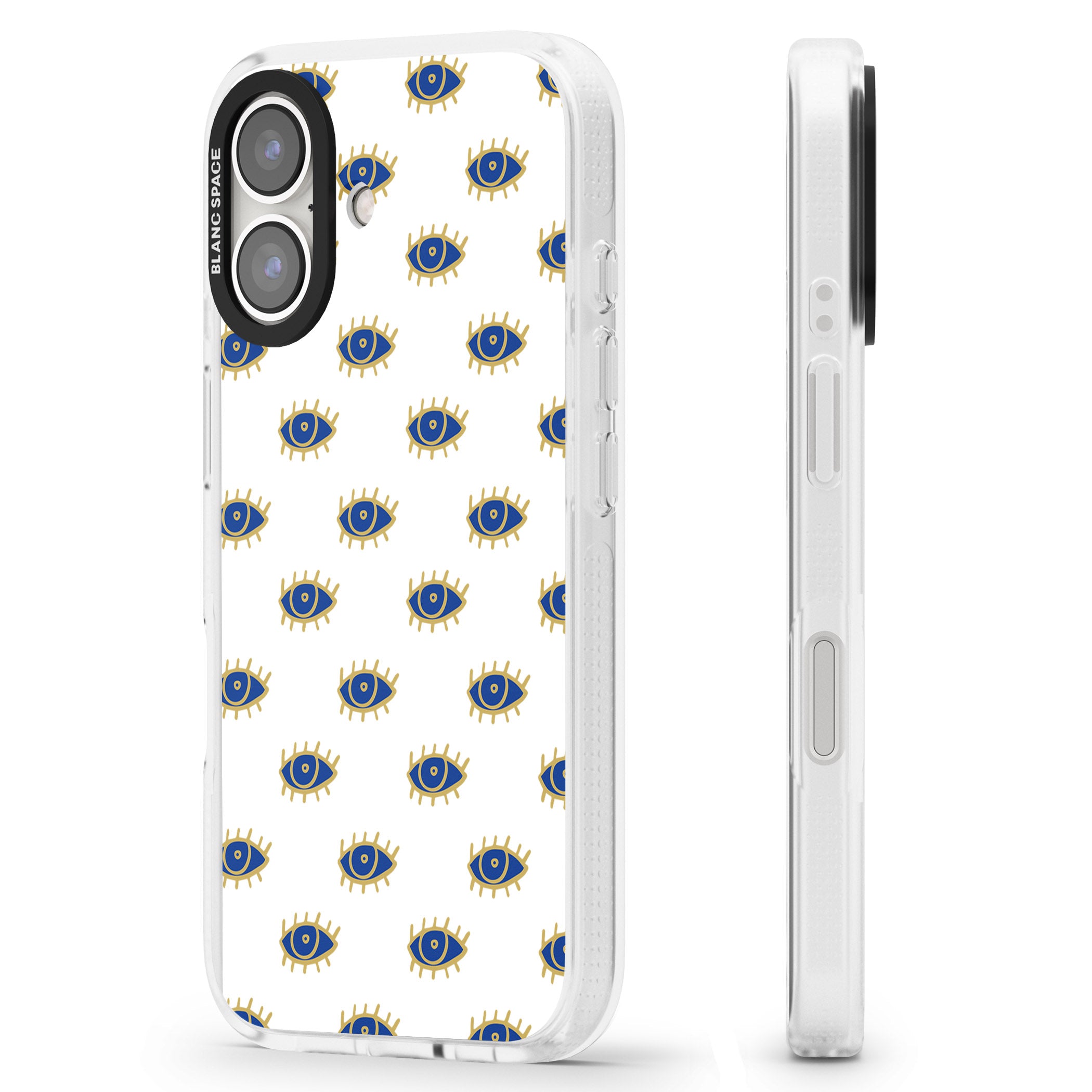Gold Eyes Psychedelic Eyes Pattern iPhone 16 / 16 Plus Clear Case Impact Air - Blanc Space