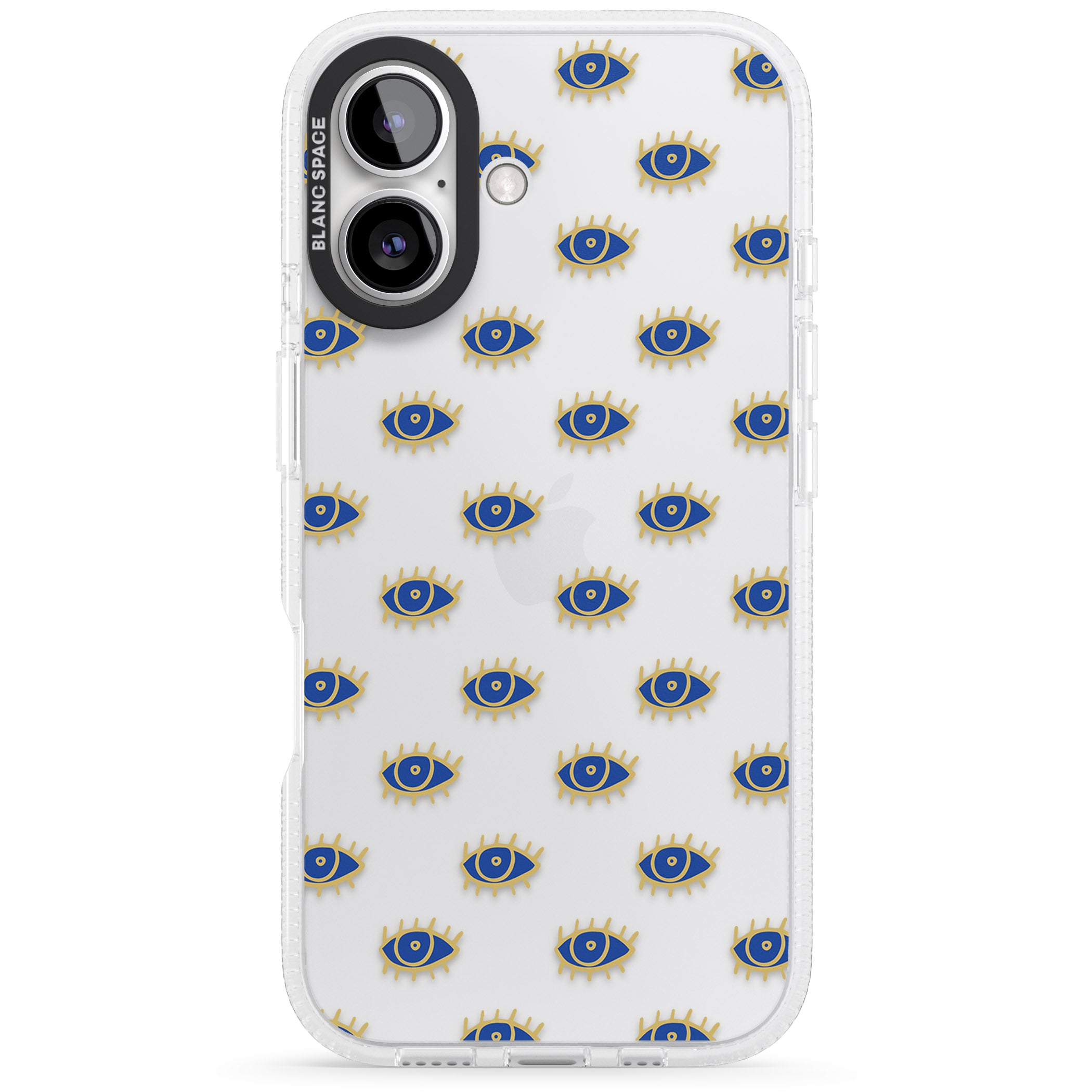 Gold Eyes (Clear) Psychedelic Eyes Pattern iPhone 16 / 16 Plus Clear Case Impact Air - Blanc Space