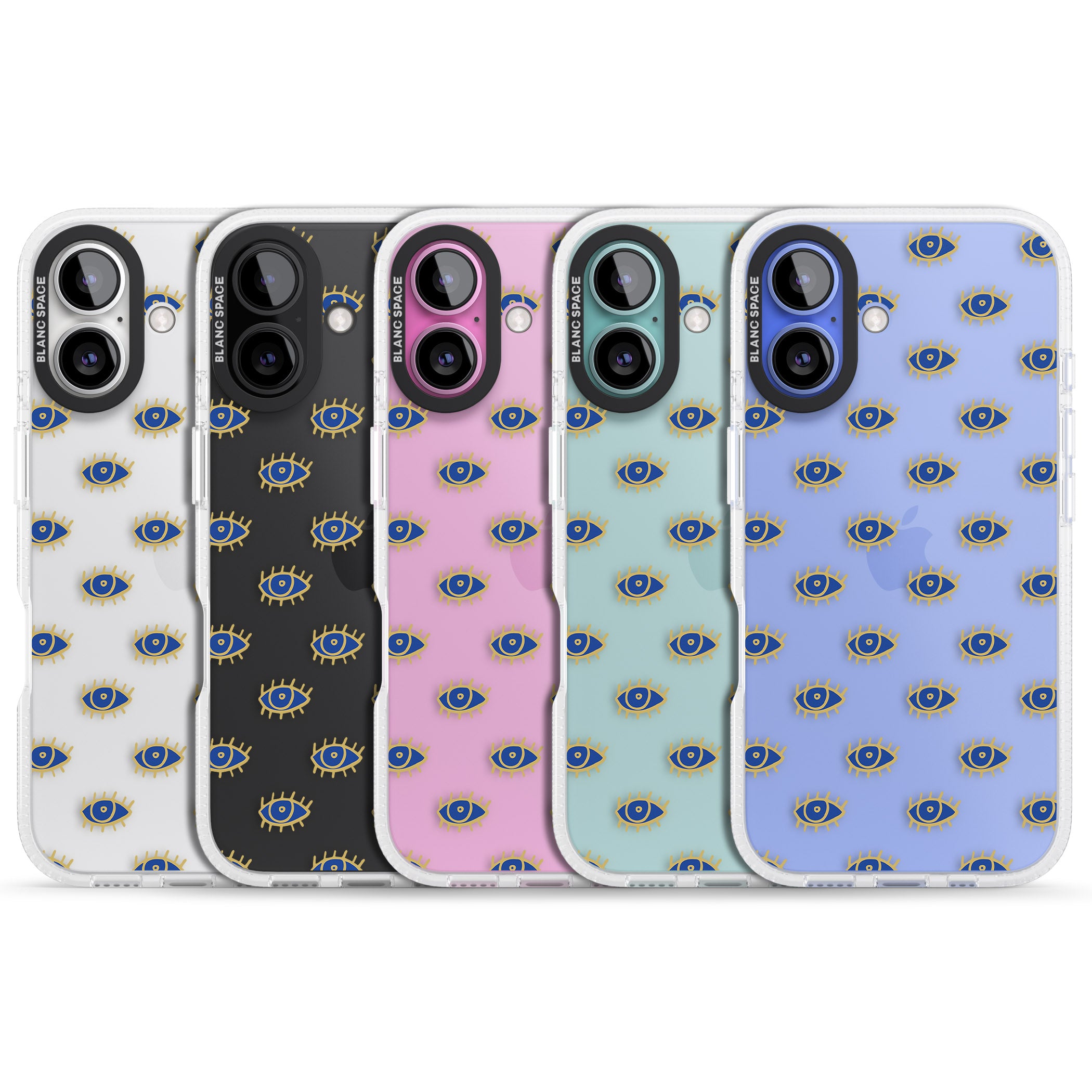 Gold Eyes (Clear) Psychedelic Eyes Pattern iPhone 16 / 16 Plus Clear Case Impact Air - Blanc Space