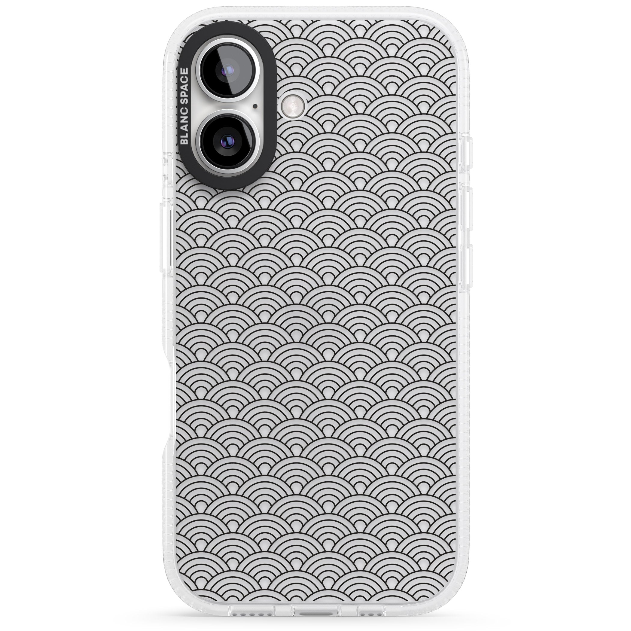 Abstract Lines: Scalloped Pattern iPhone 16 / 16 Plus Clear Case Impact Air - Blanc Space