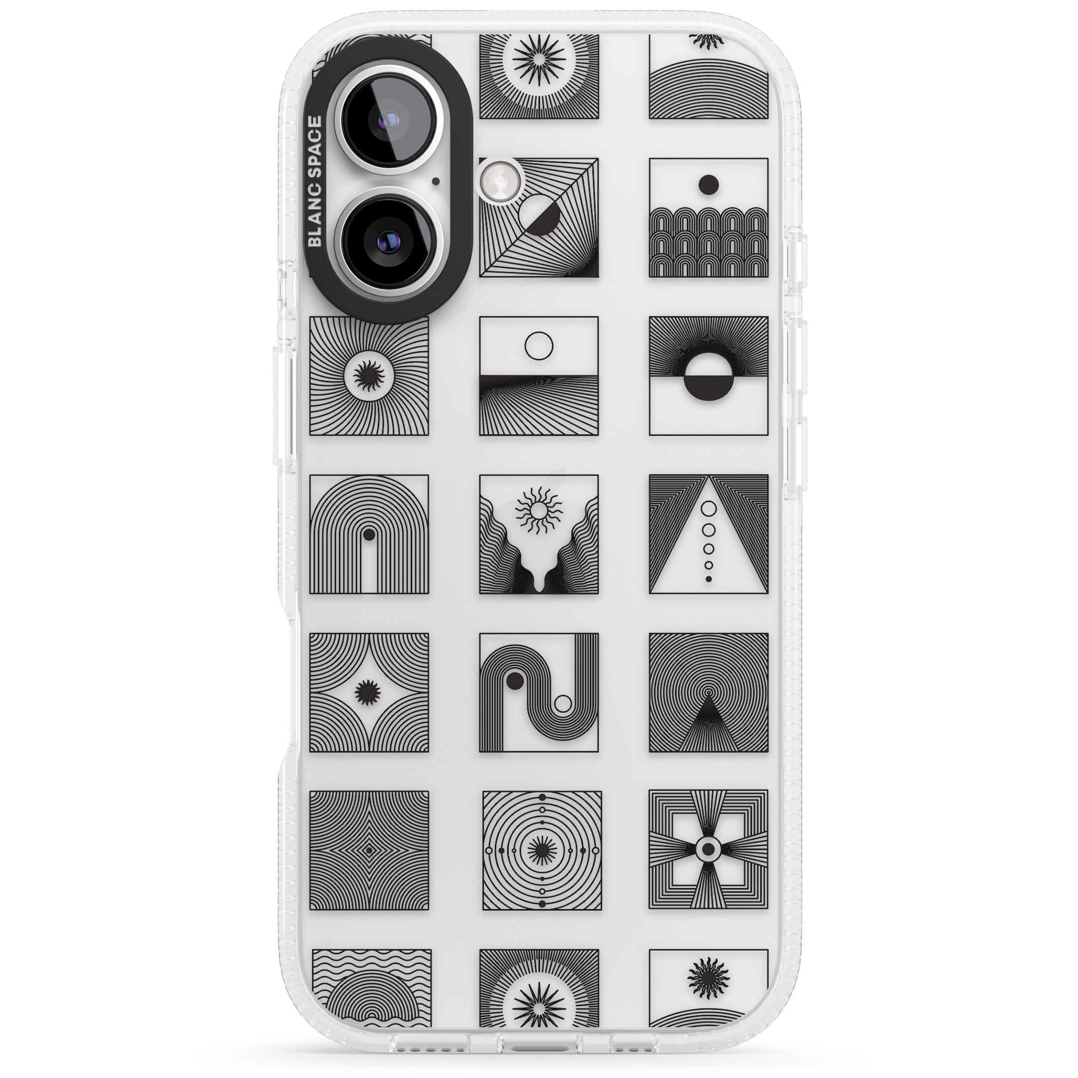 Abstract Lines: Mixed Pattern #1 iPhone 16 / 16 Plus Clear Case Impact Air - Blanc Space