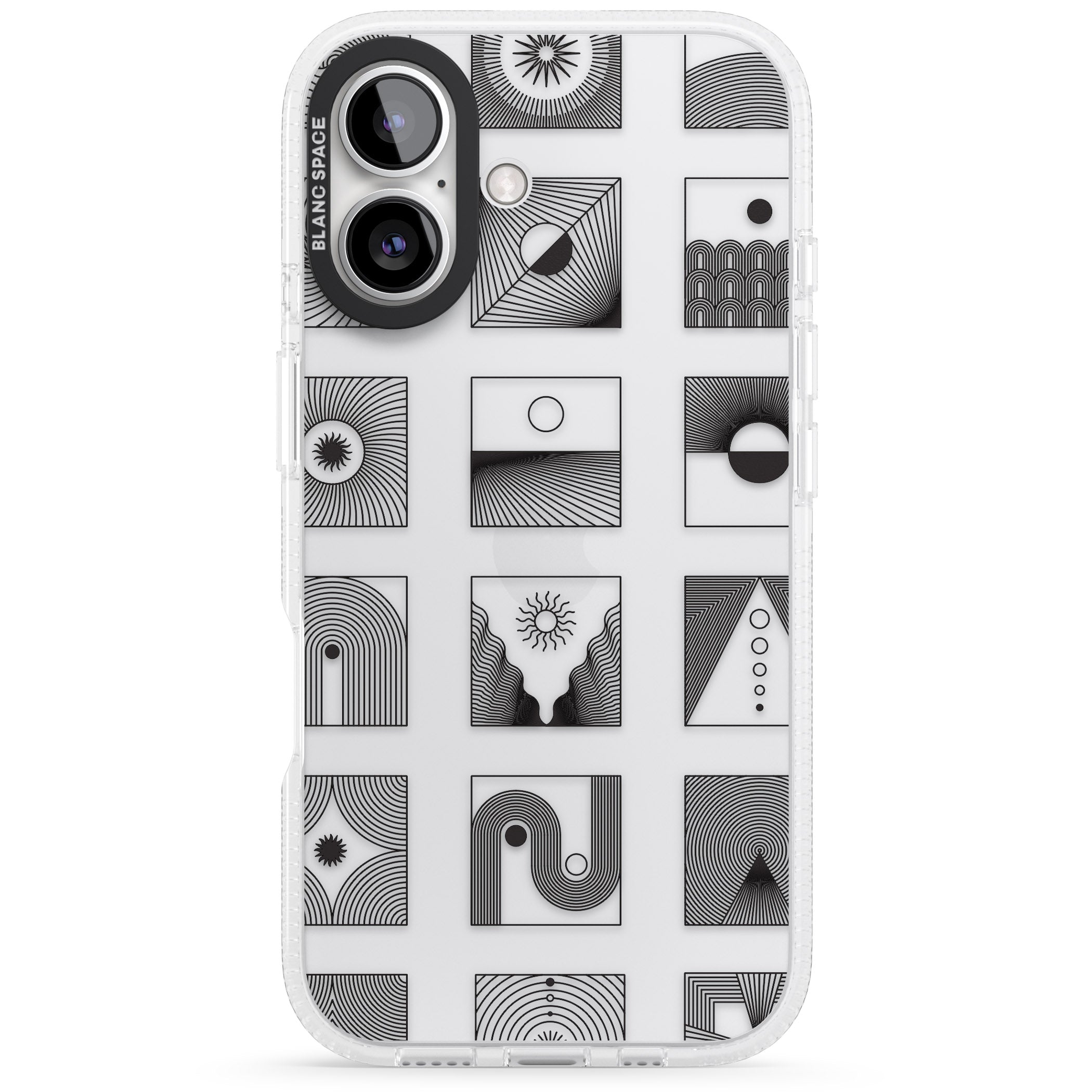 Abstract Lines: Mixed Pattern #2 iPhone 16 / 16 Plus Clear Case Impact Air - Blanc Space