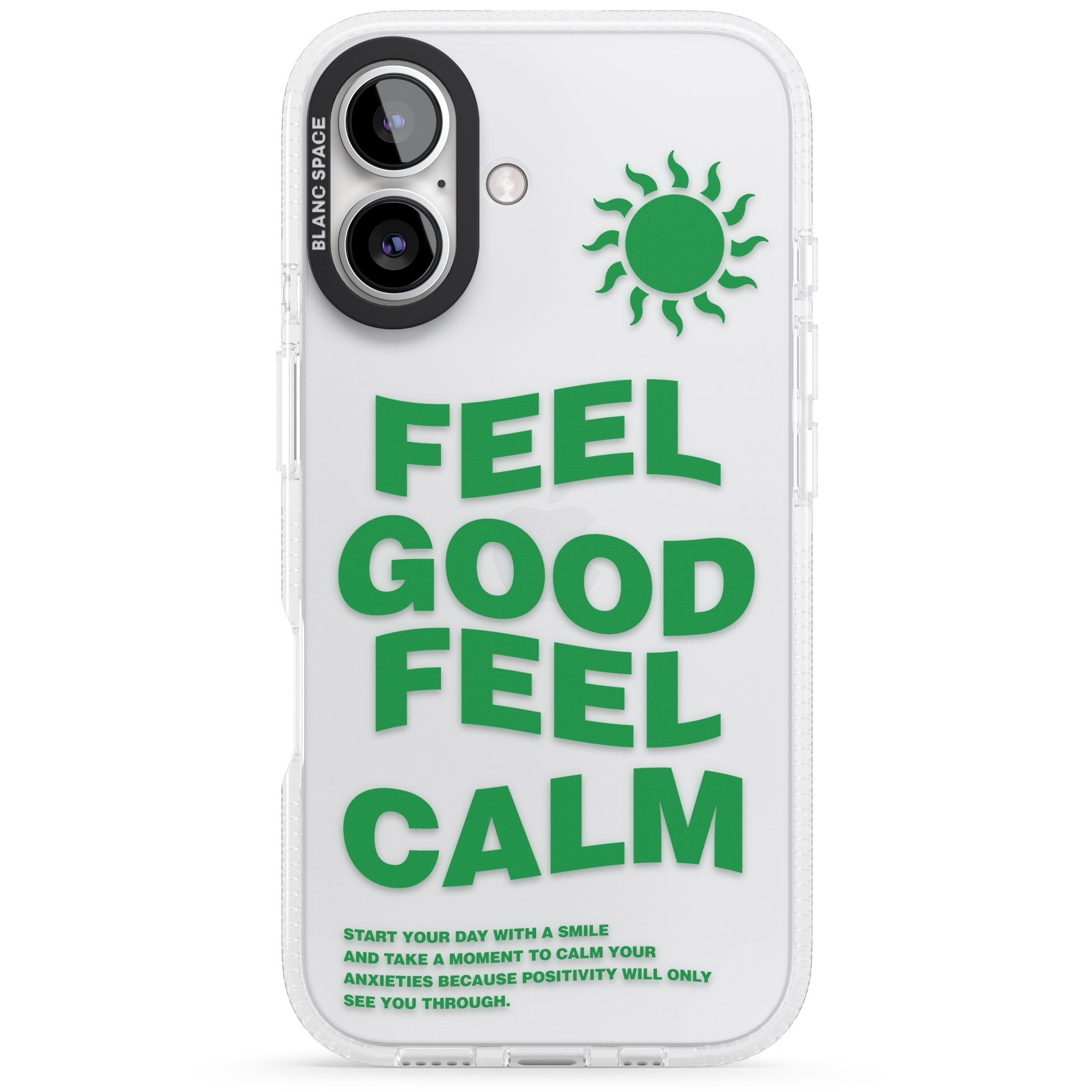Feel Good Feel Calm (Green) iPhone 16 / 16 Plus Clear Case Impact Air - Blanc Space