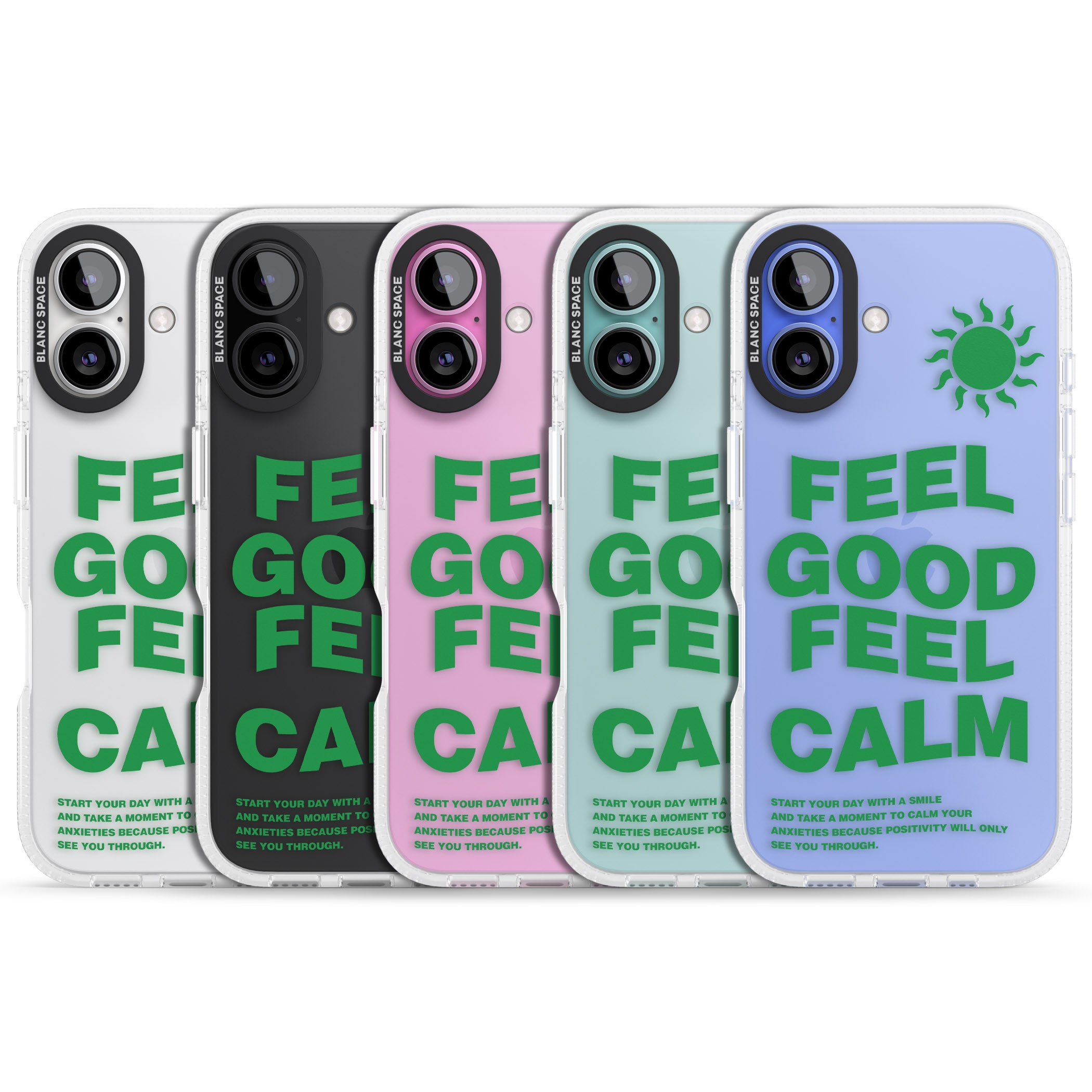 Feel Good Feel Calm (Green) iPhone 16 / 16 Plus Clear Case Impact Air - Blanc Space
