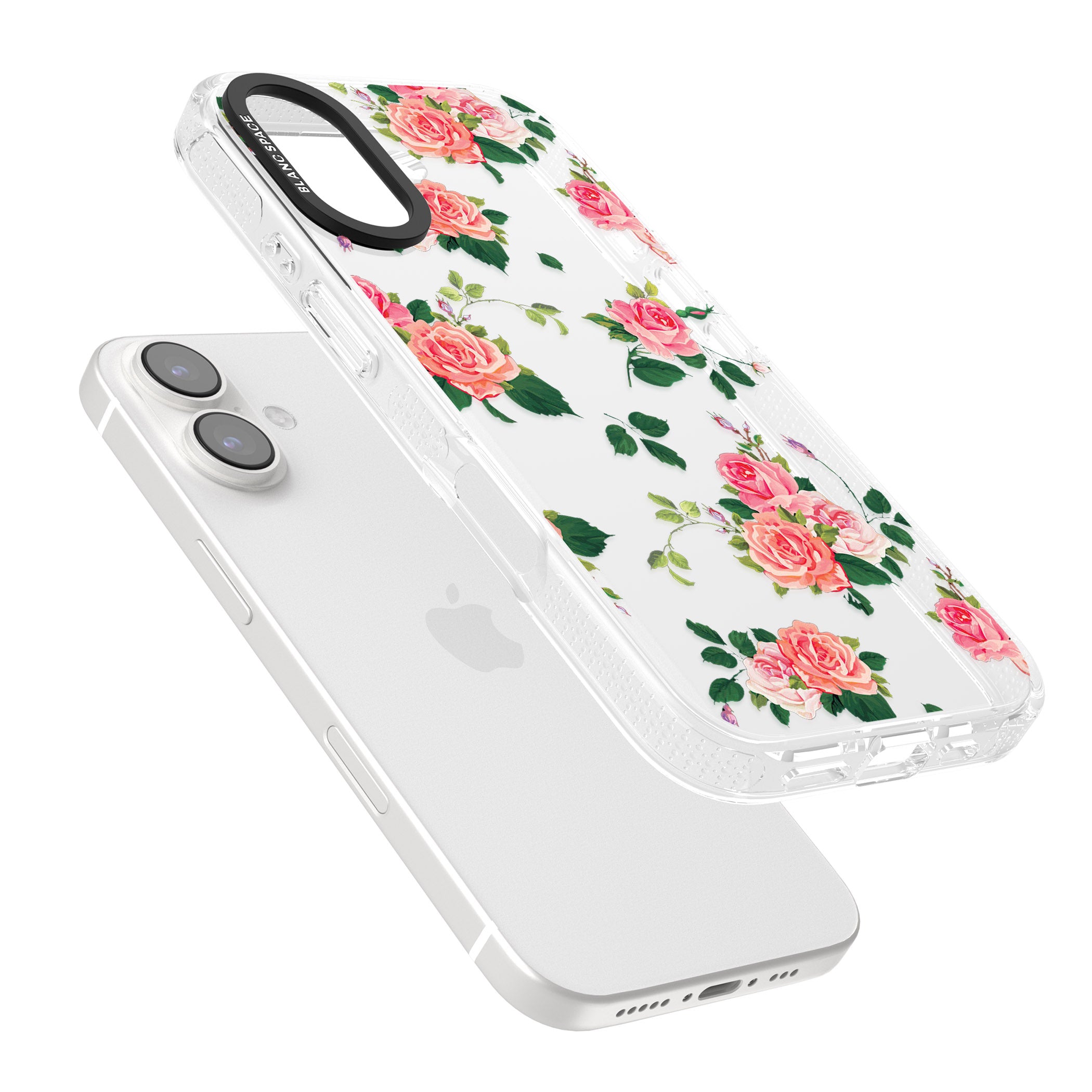 Pink Roses iPhone 16 / 16 Plus Clear Case Impact Air - Blanc Space