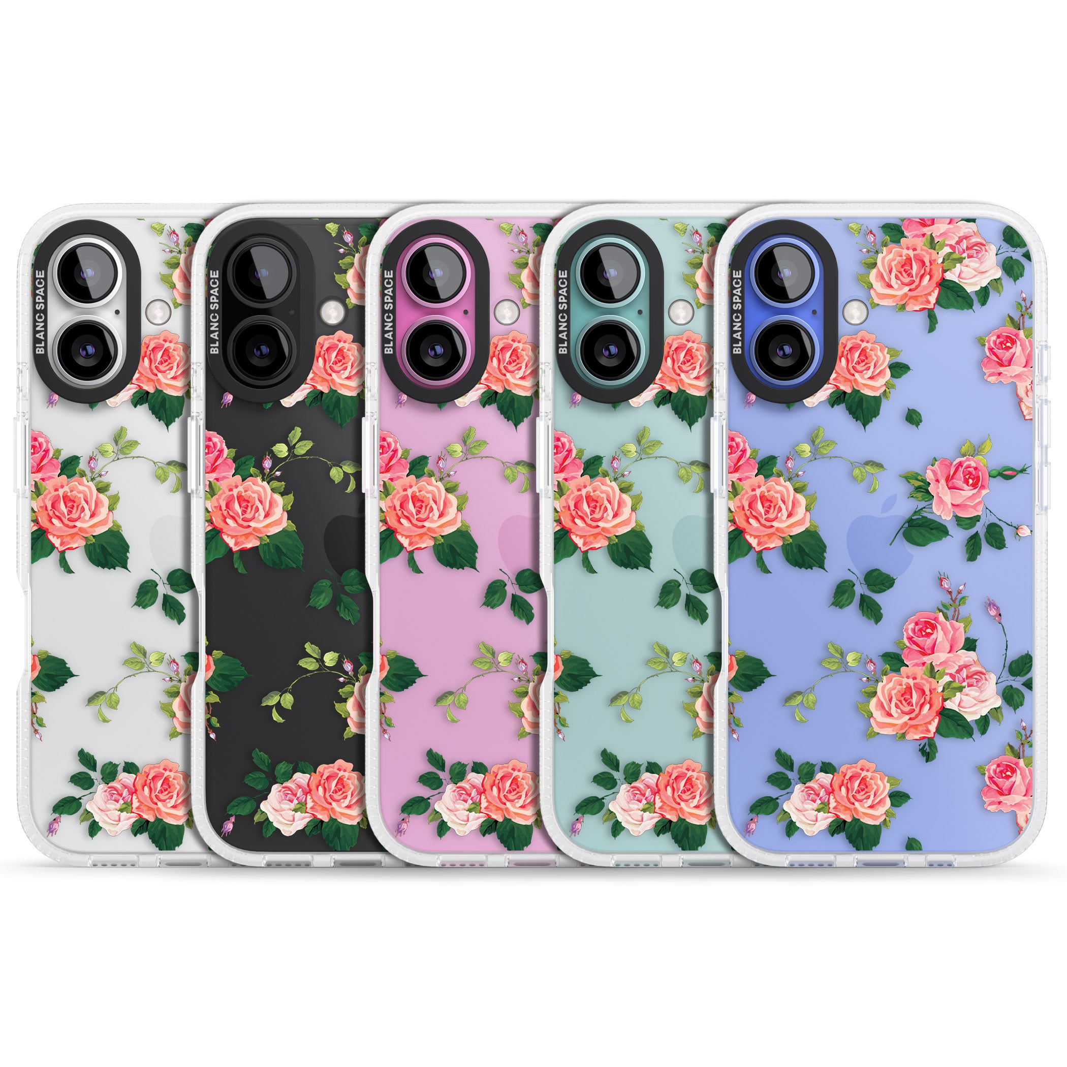 Pink Roses iPhone 16 / 16 Plus Clear Case Impact Air - Blanc Space