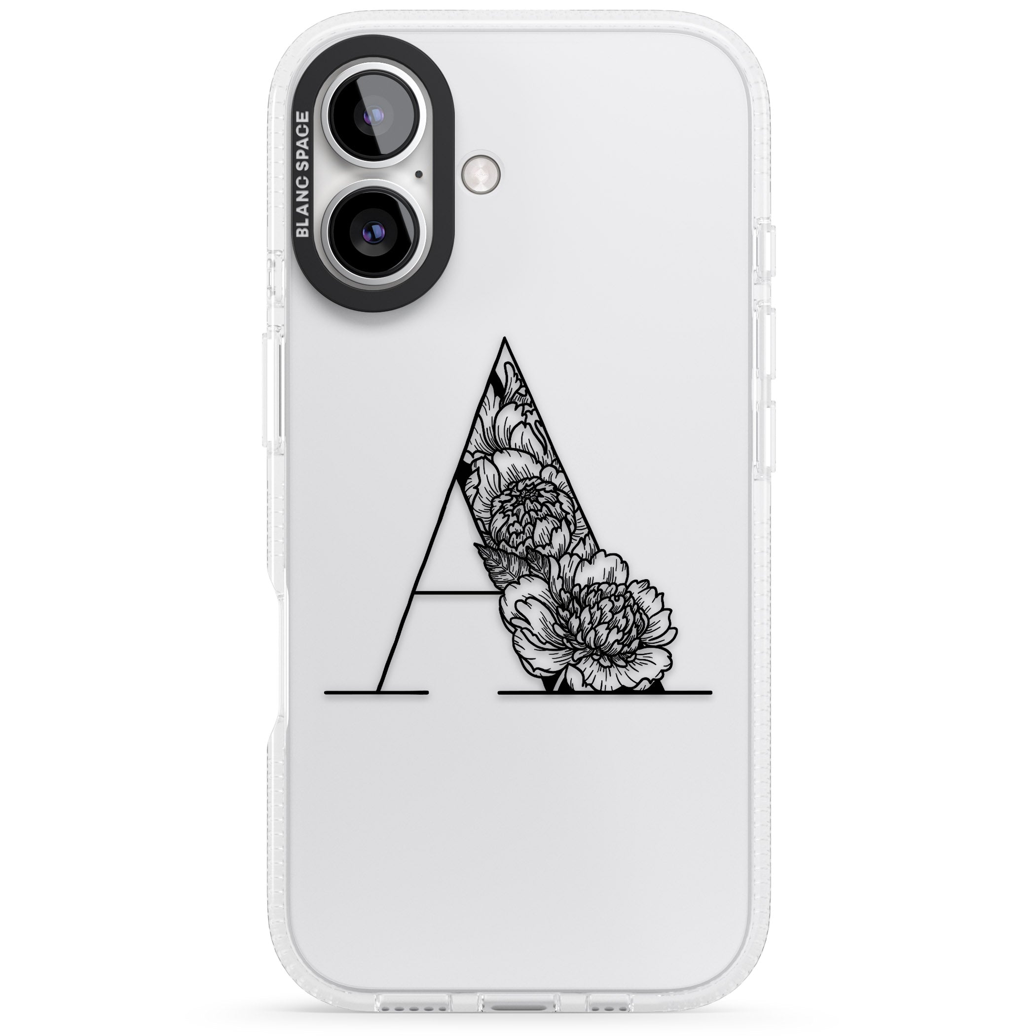 Floral Monogram Letter iPhone 16 / 16 Plus Clear Case Impact Air - Blanc Space