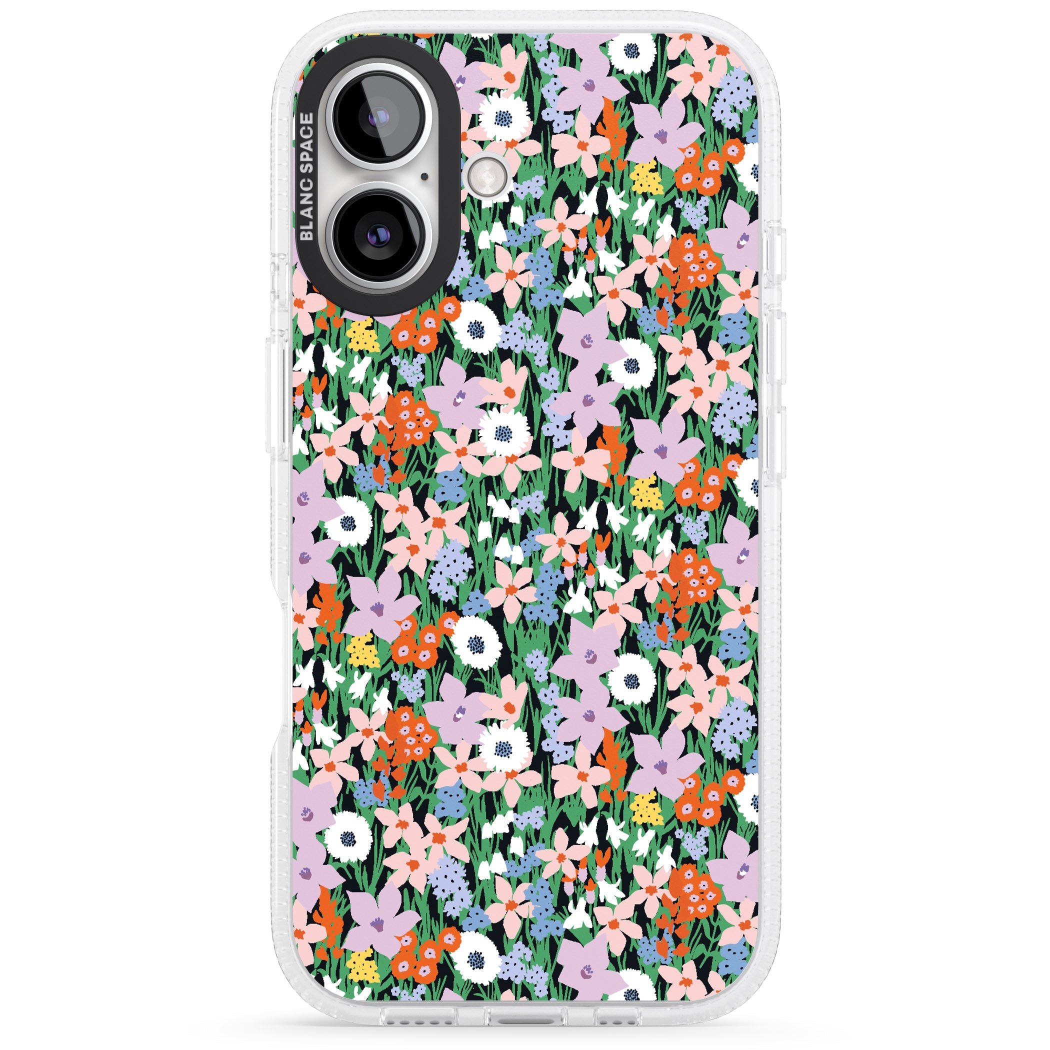 Jazzy Floral Mix: Solid iPhone 16 / 16 Plus Clear Case Impact Air - Blanc Space