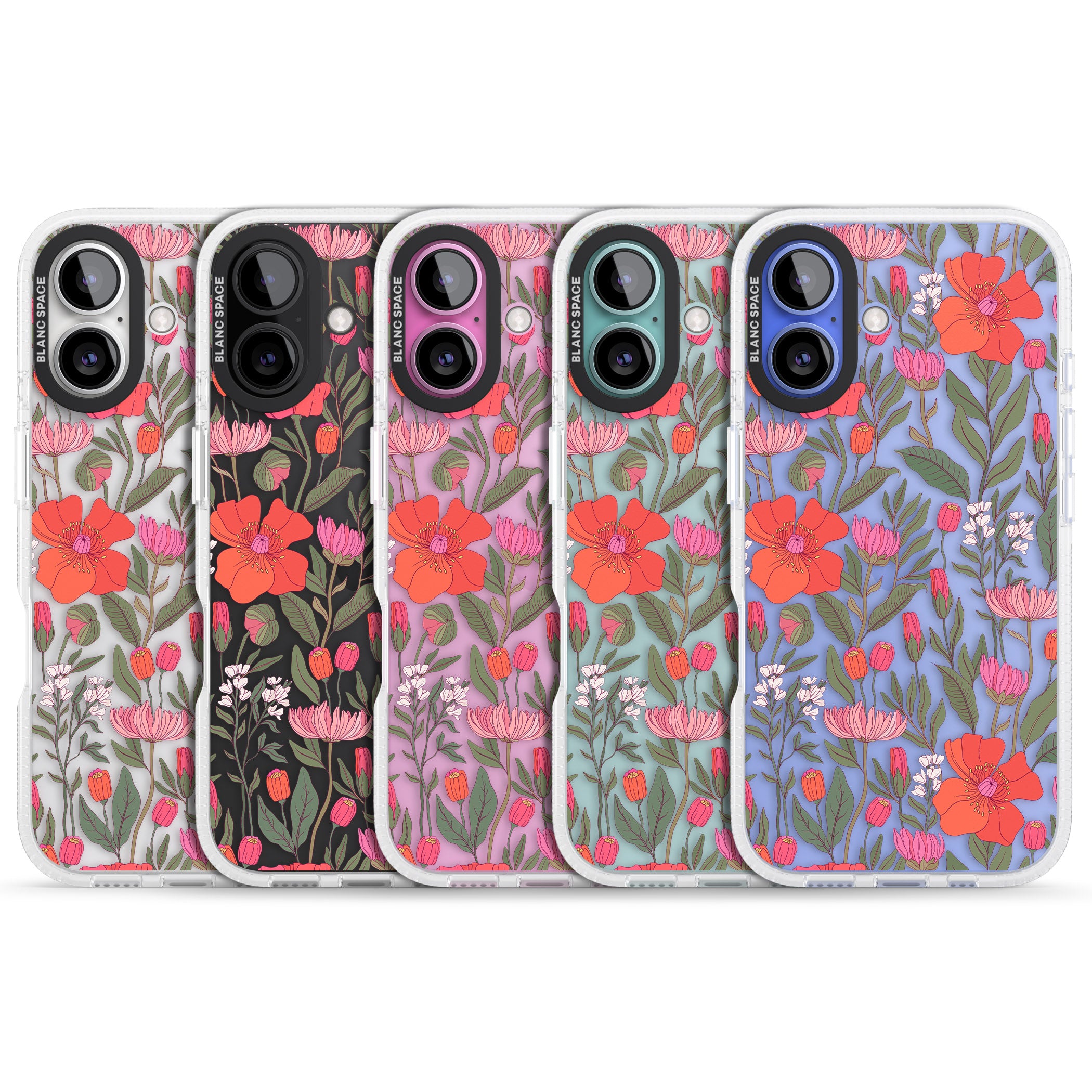 Peachy Floral iPhone 16 / 16 Plus Clear Case Impact Air - Blanc Space