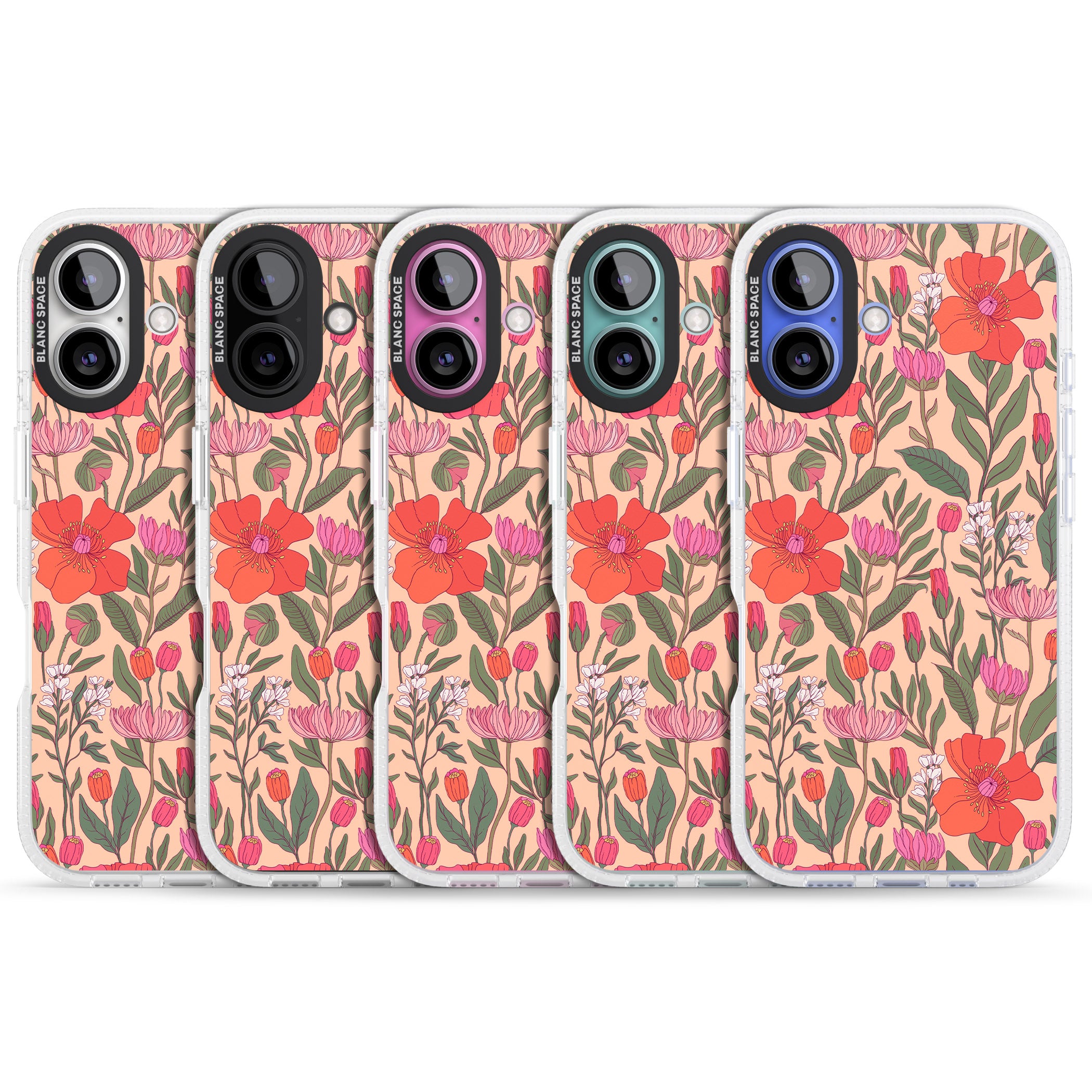 Peachy Floral - Background iPhone 16 / 16 Plus Clear Case Impact Air - Blanc Space
