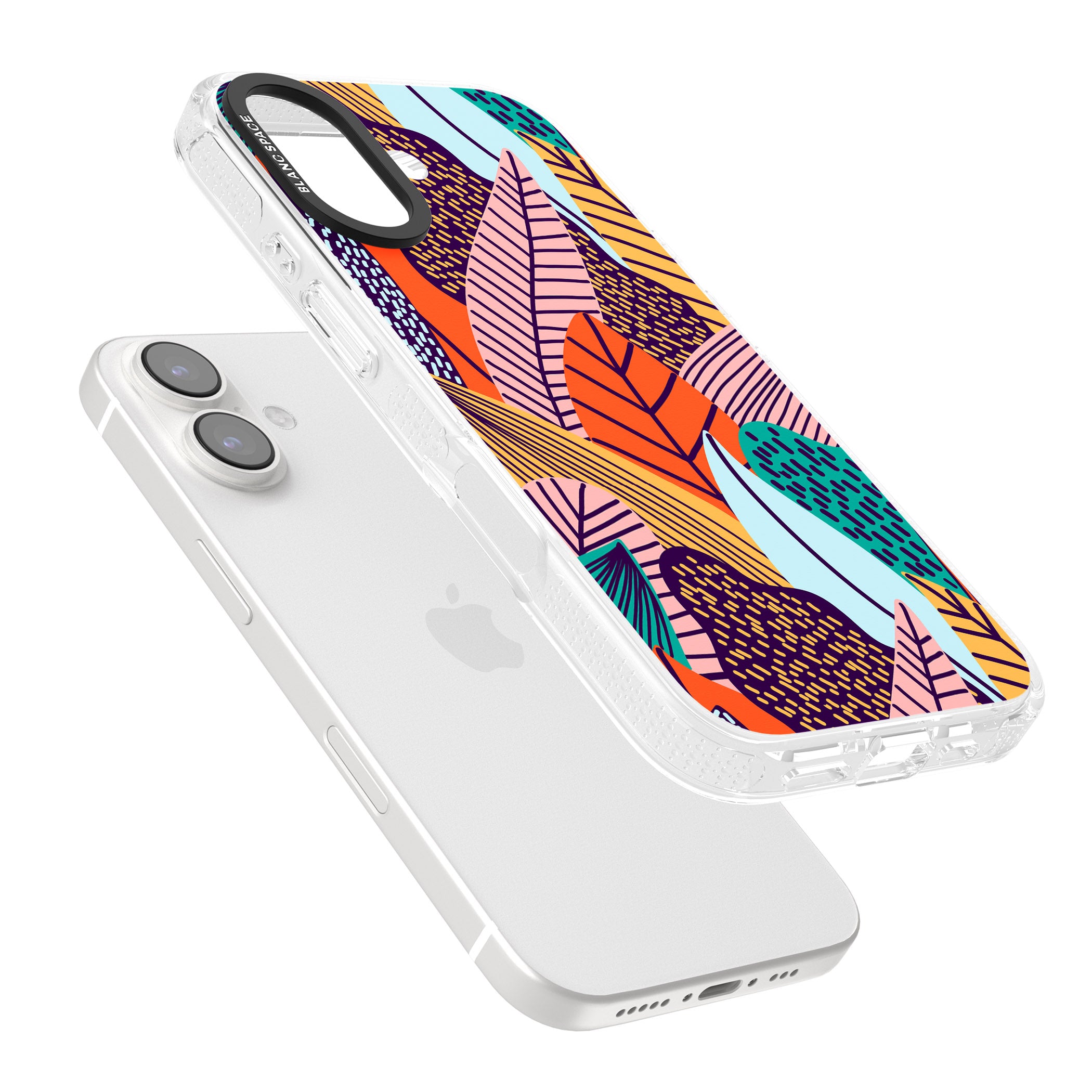 Abstract Leaves iPhone 16 / 16 Plus Clear Case Impact Air - Blanc Space