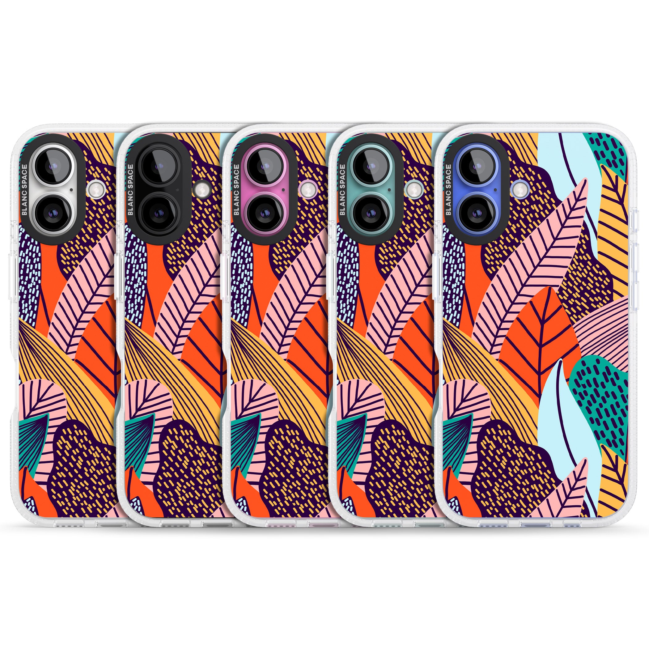 Abstract Leaves iPhone 16 / 16 Plus Clear Case Impact Air - Blanc Space