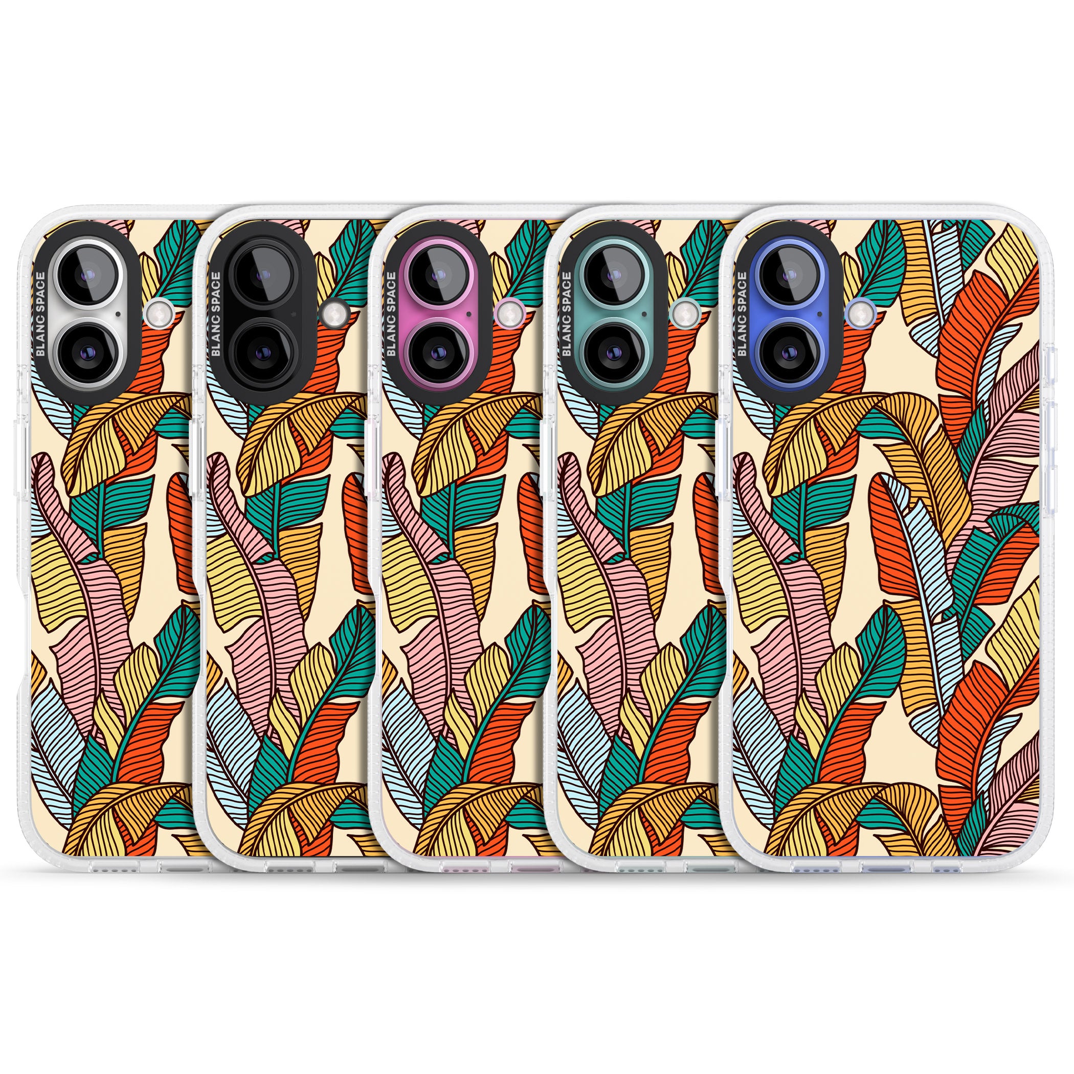 Pastel Palm Leaves iPhone 16 / 16 Plus Clear Case Impact Air - Blanc Space