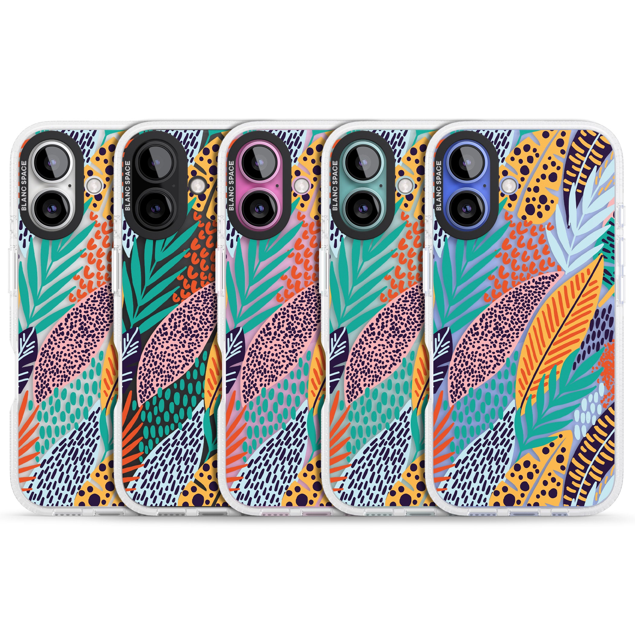 Colourful Leaves Mixture iPhone 16 / 16 Plus Clear Case Impact Air - Blanc Space