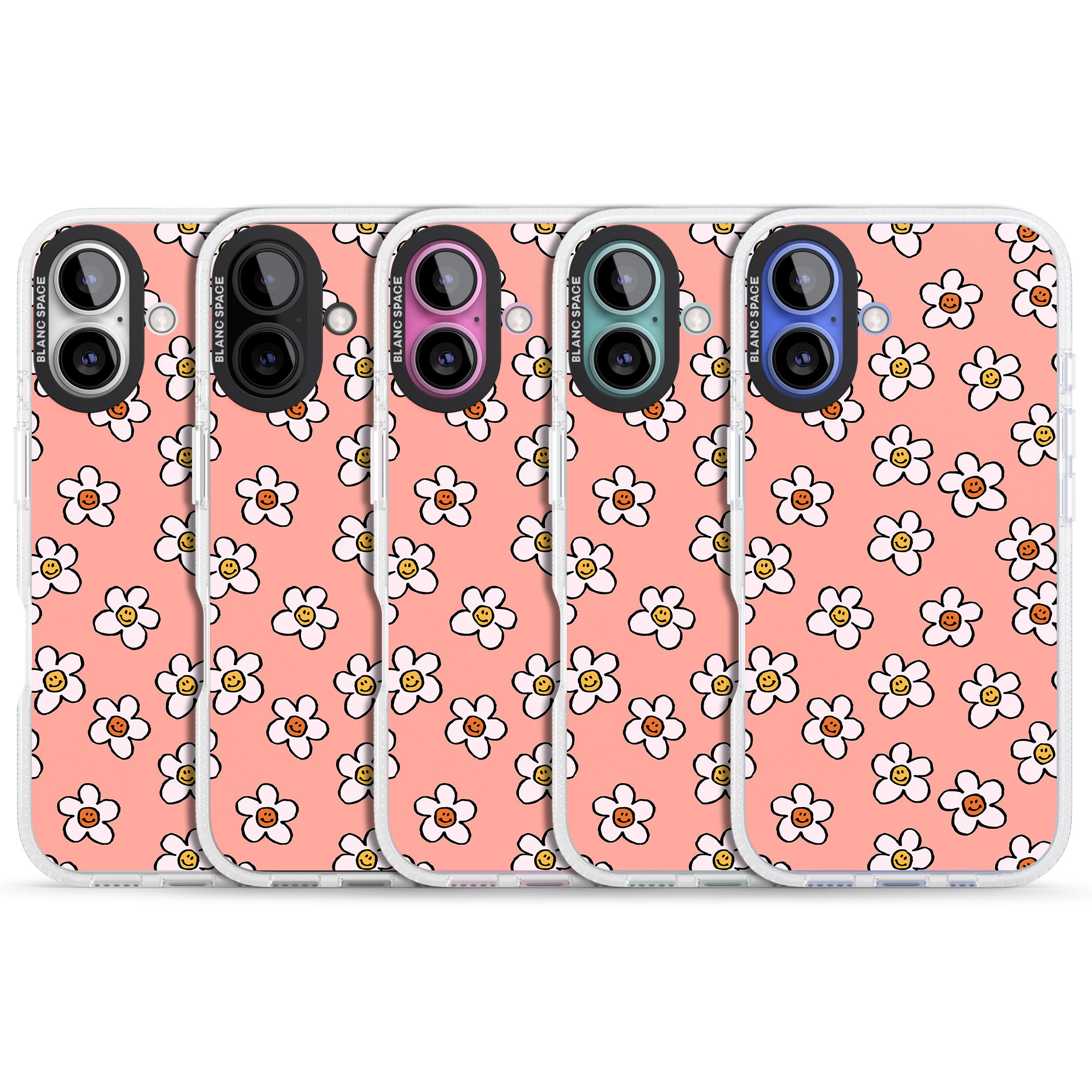 Peachy Daisy Smiles iPhone 16 / 16 Plus Clear Case Impact Air - Blanc Space