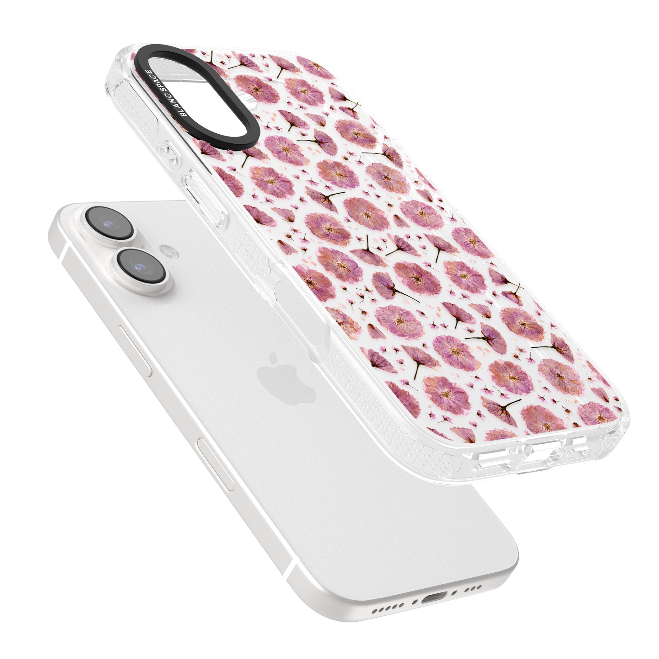 Pink Flowers & Blossoms Transparent Design iPhone 16 / 16 Plus Clear Case Impact Air - Blanc Space