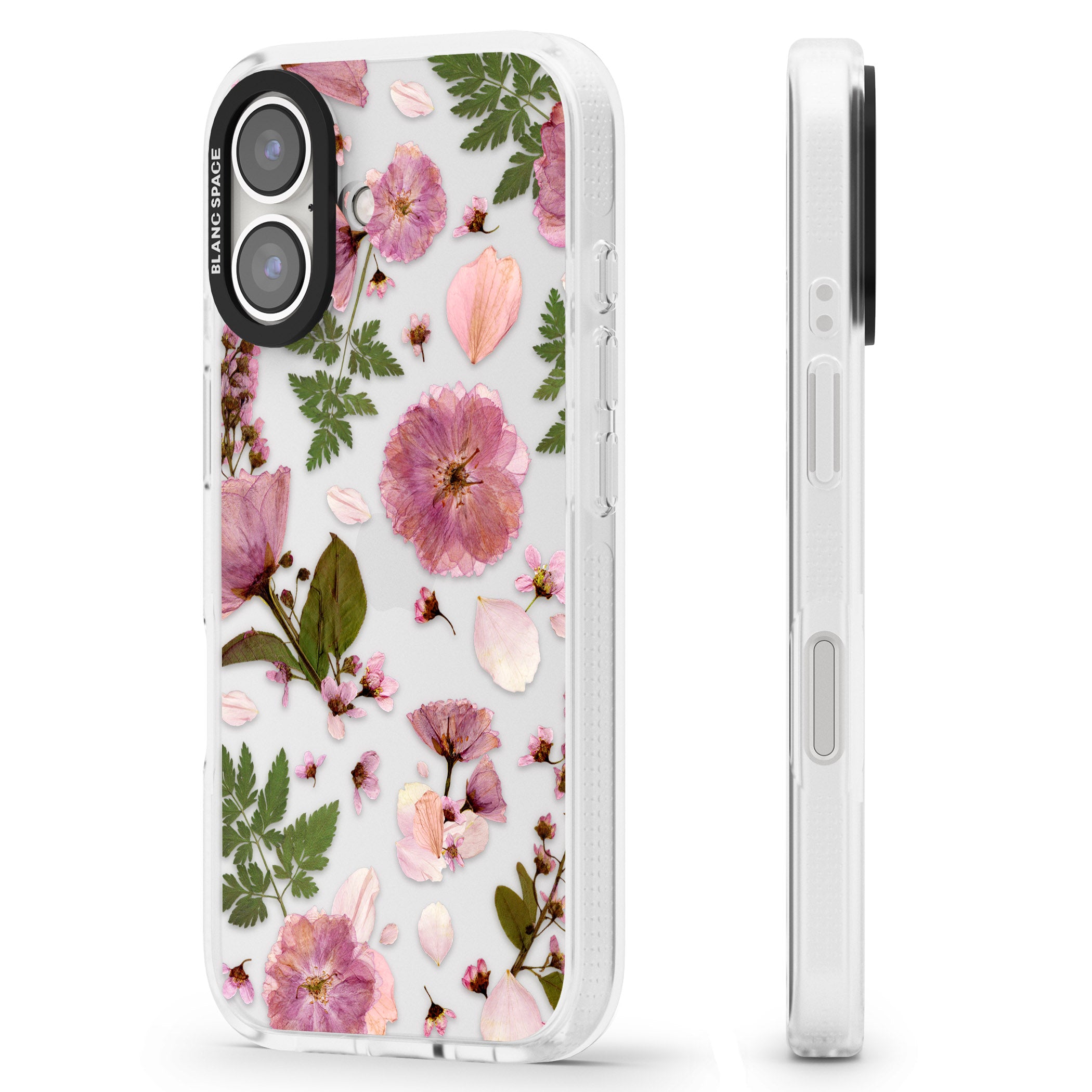 Natural Arrangement of Flowers & Leaves Design iPhone 16 / 16 Plus Clear Case Impact Air - Blanc Space