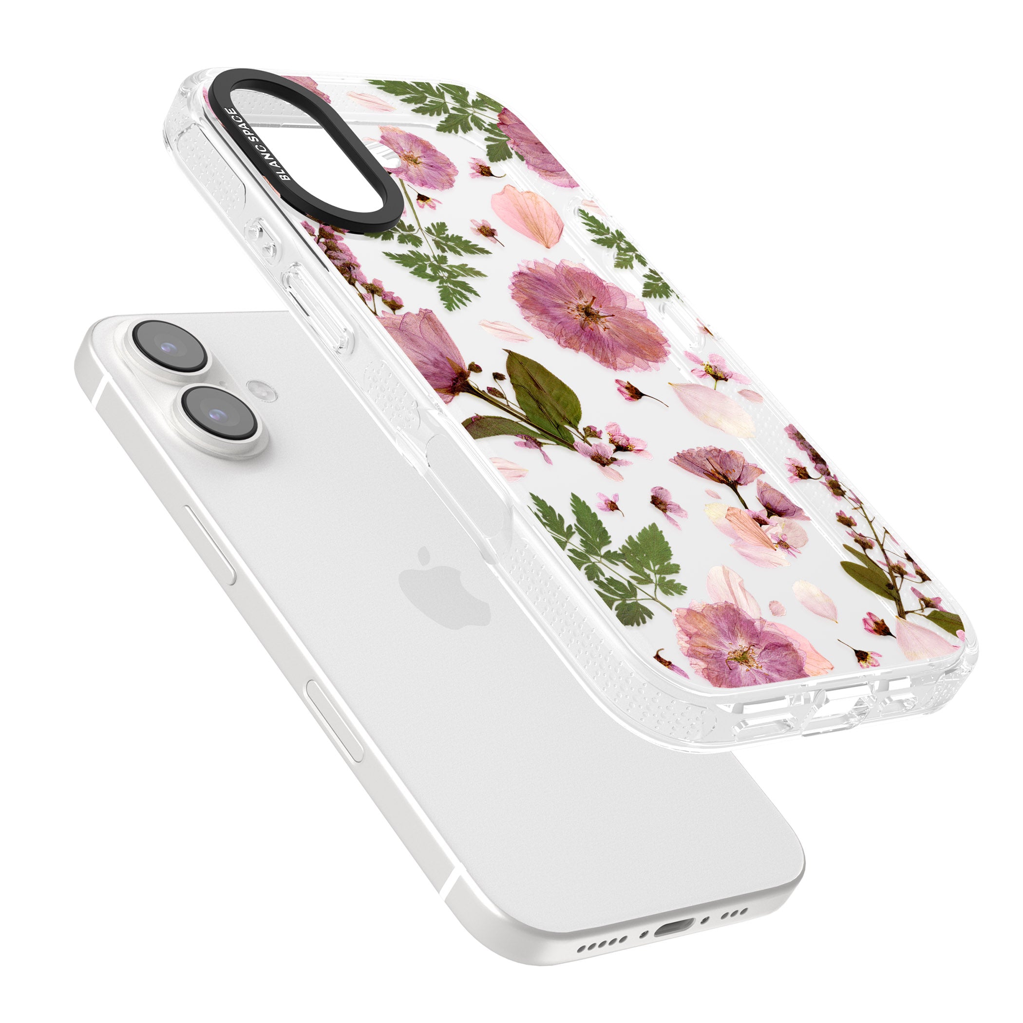 Natural Arrangement of Flowers & Leaves Design iPhone 16 / 16 Plus Clear Case Impact Air - Blanc Space