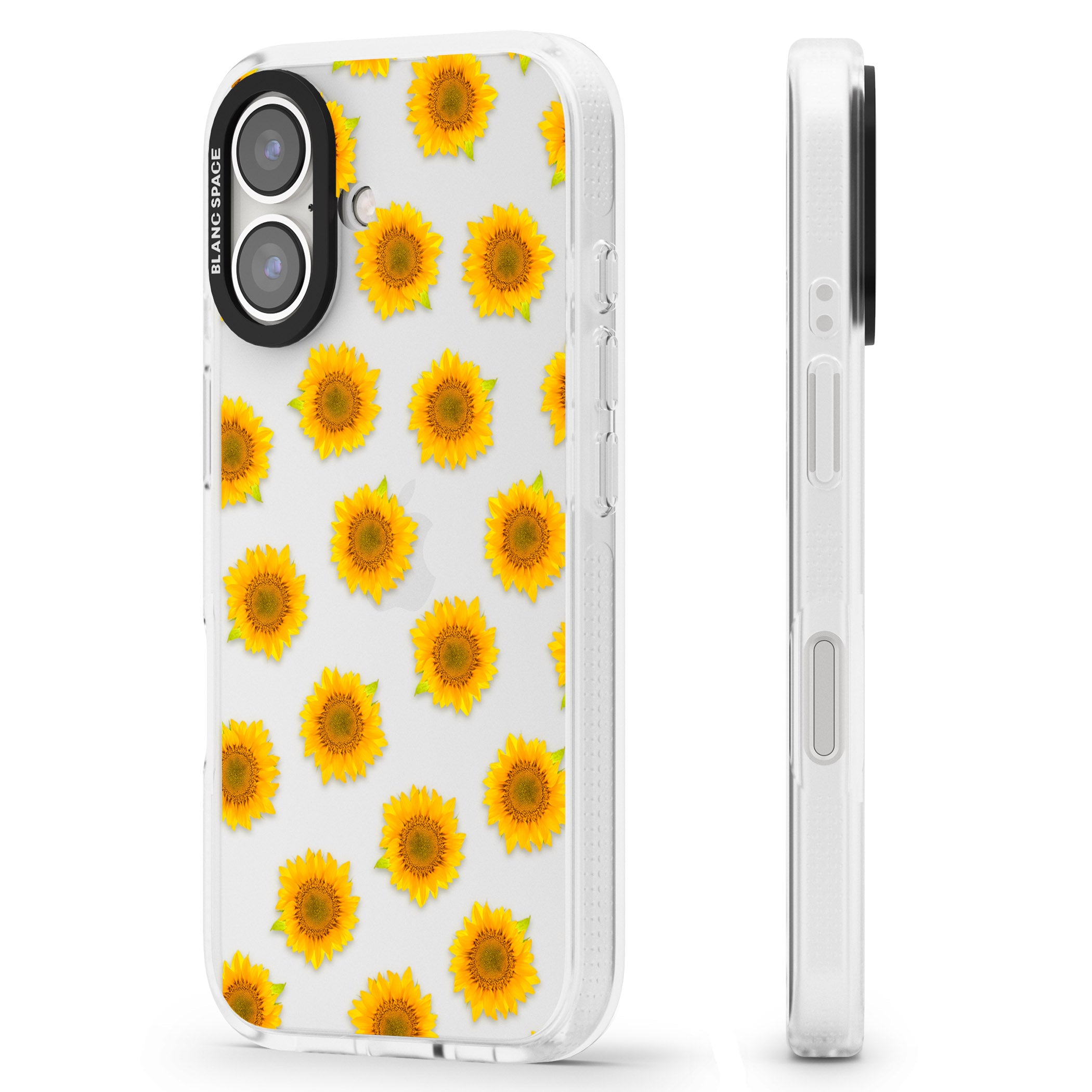 Sunflowers Transparent Pattern iPhone 16 / 16 Plus Clear Case Impact Air - Blanc Space