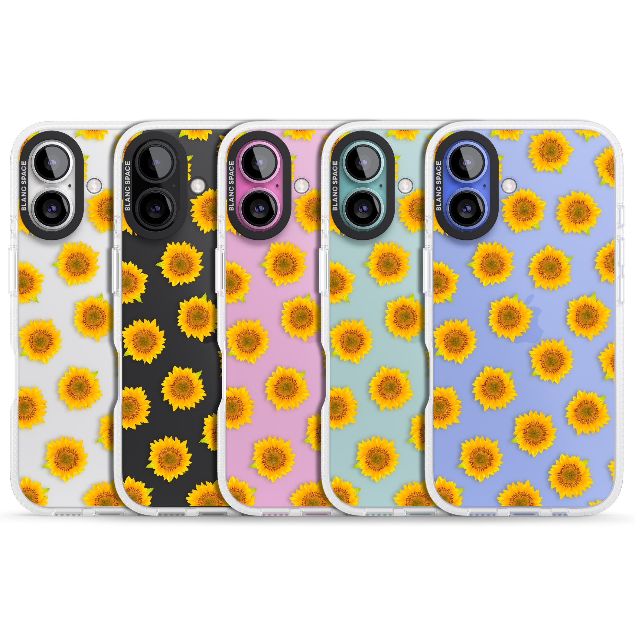 Sunflowers Transparent Pattern iPhone 16 / 16 Plus Clear Case Impact Air - Blanc Space