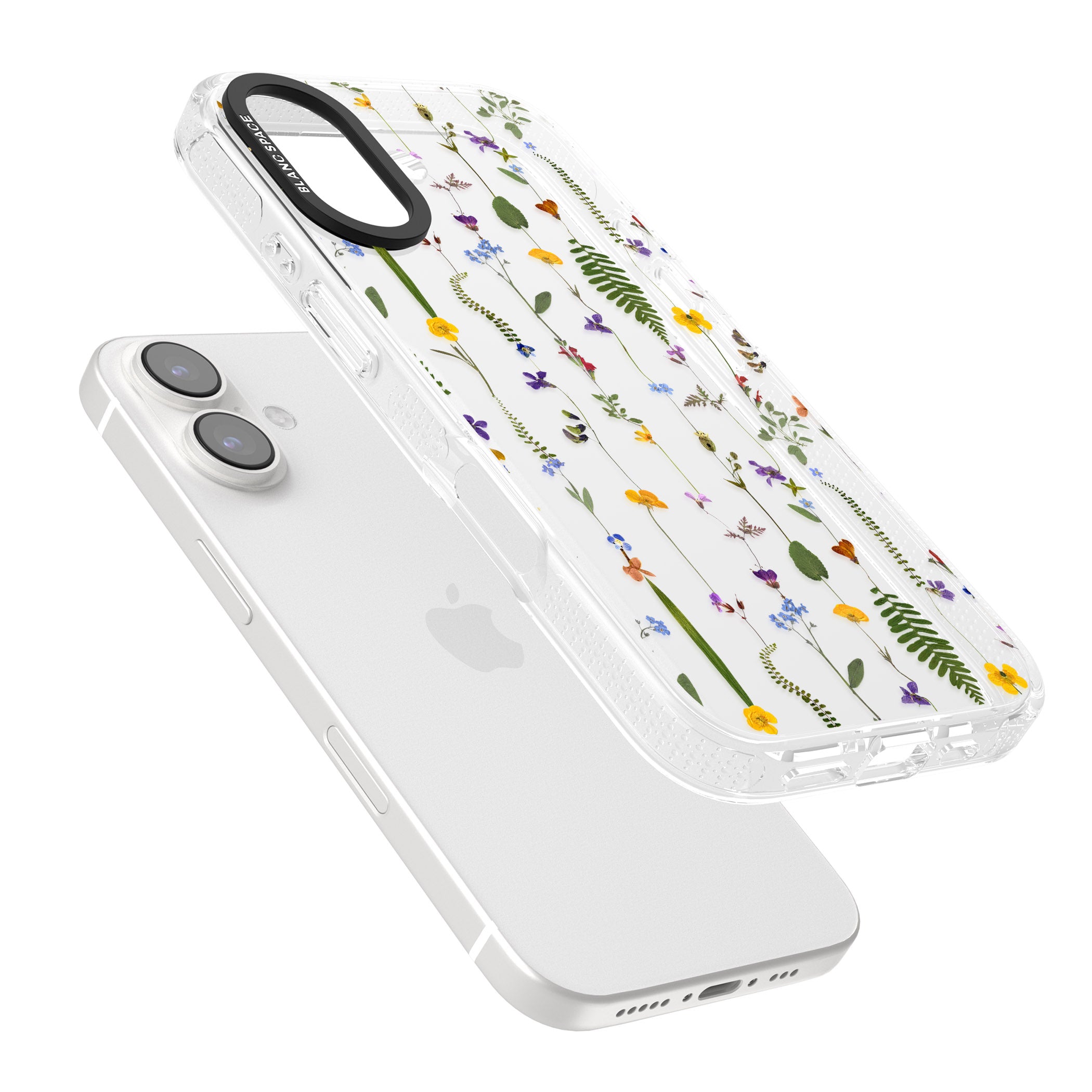 Wildflower Chain iPhone 16 / 16 Plus Clear Case Impact Air - Blanc Space