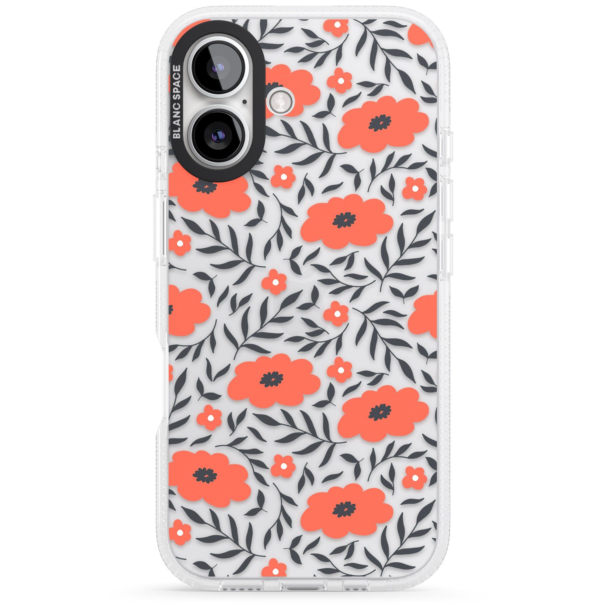 Red Poppy Transparent Floral iPhone 16 / 16 Plus Clear Case Impact Air - Blanc Space