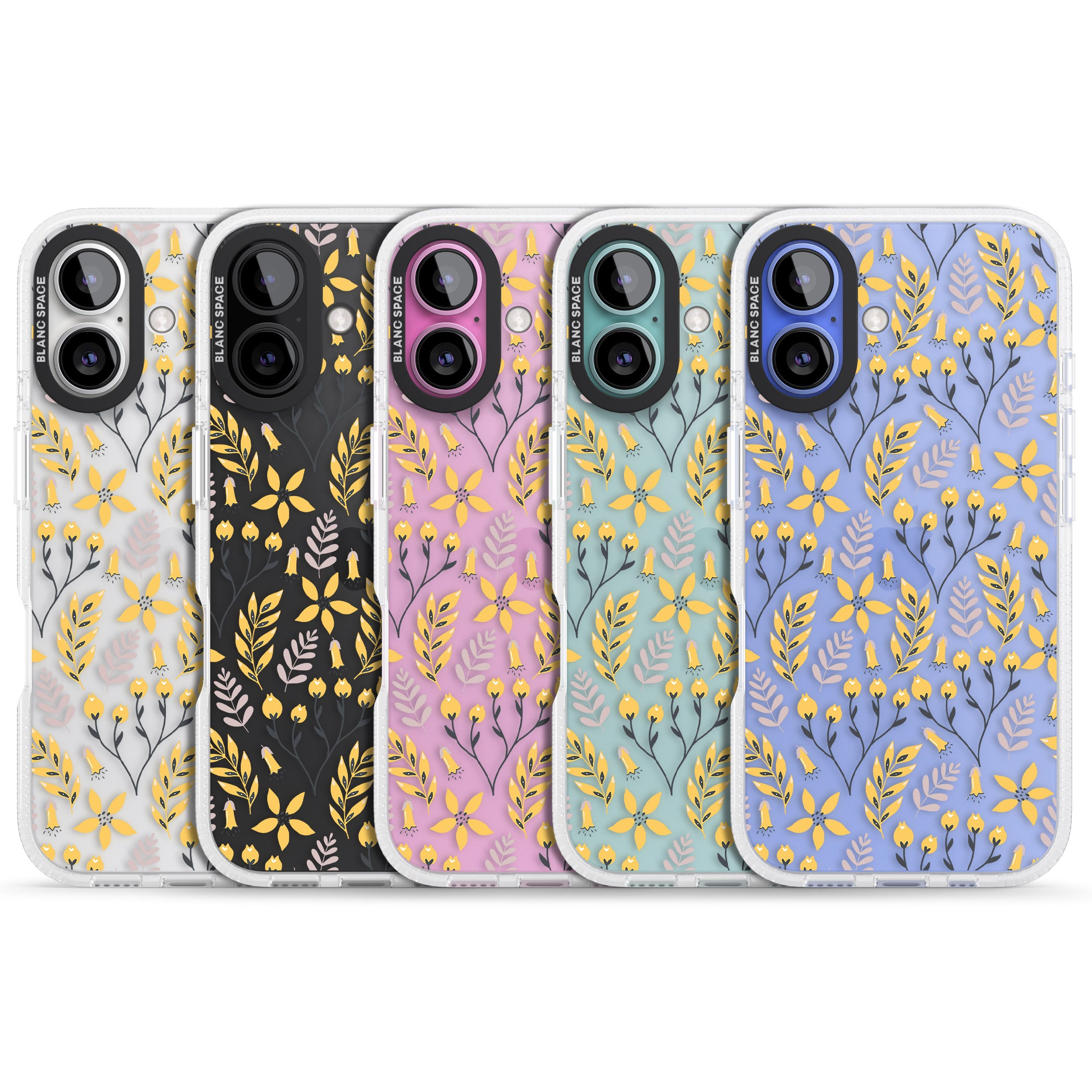 Yellow Leaves Transparent Floral iPhone 16 / 16 Plus Clear Case Impact Air - Blanc Space