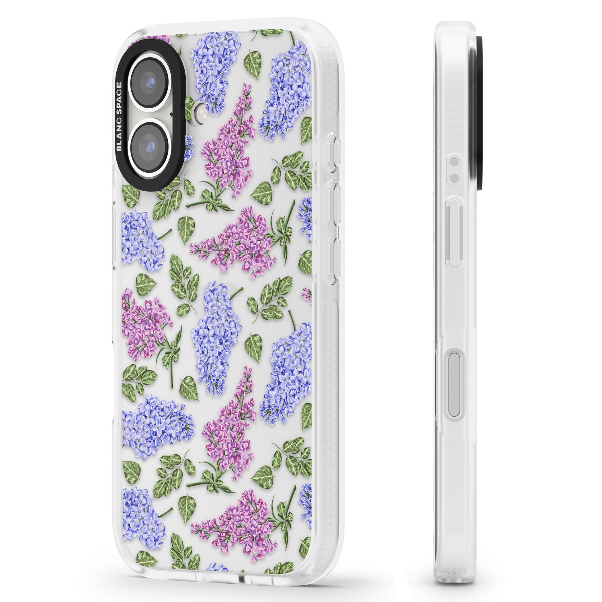 Purple Blossoms Transparent Floral iPhone 16 / 16 Plus Clear Case Impact Air - Blanc Space
