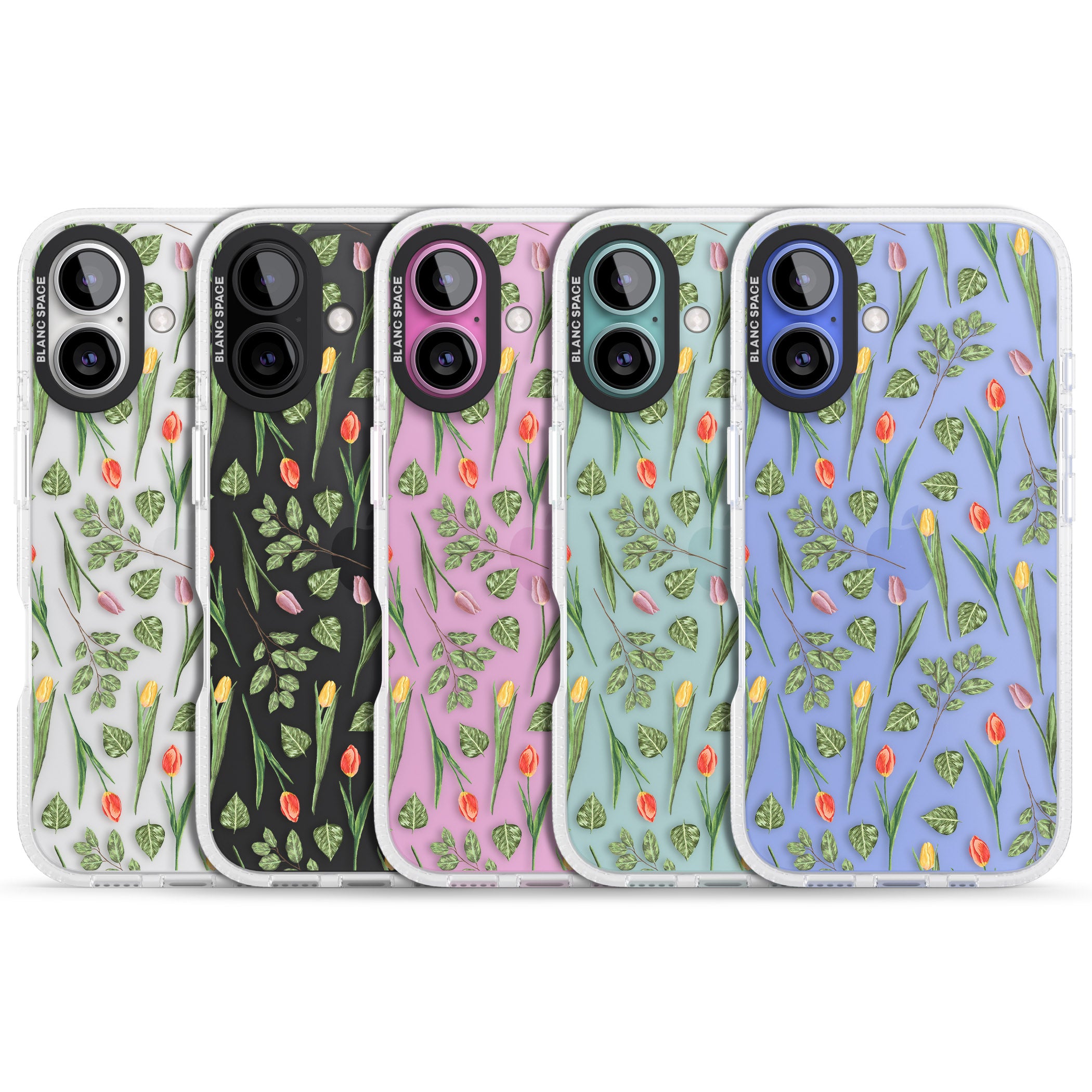 Spring Tulips Transparent Floral iPhone 16 / 16 Plus Clear Case Impact Air - Blanc Space