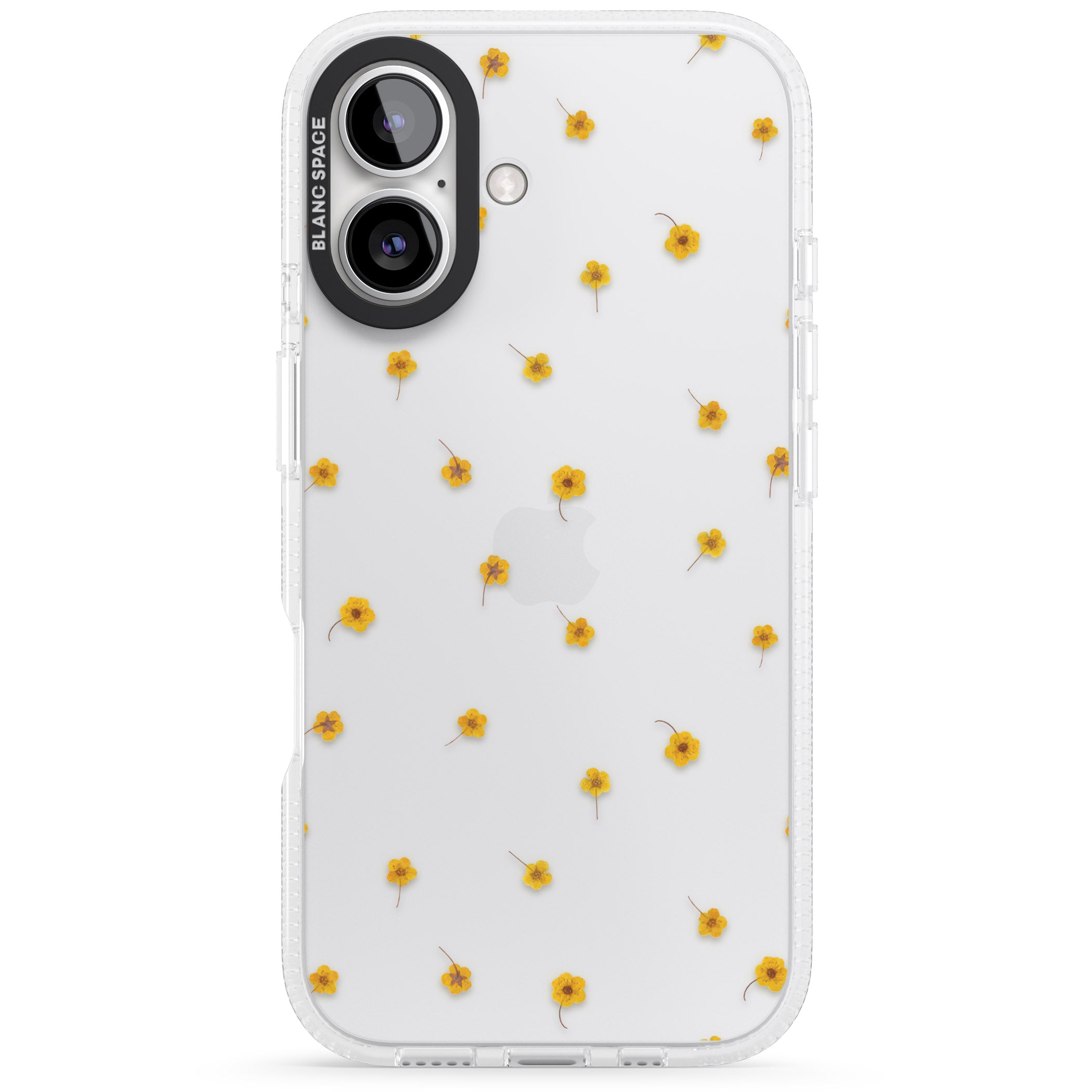 Yellow Flower Pattern - Dried Flower-Inspired iPhone 16 / 16 Plus Clear Case Impact Air - Blanc Space
