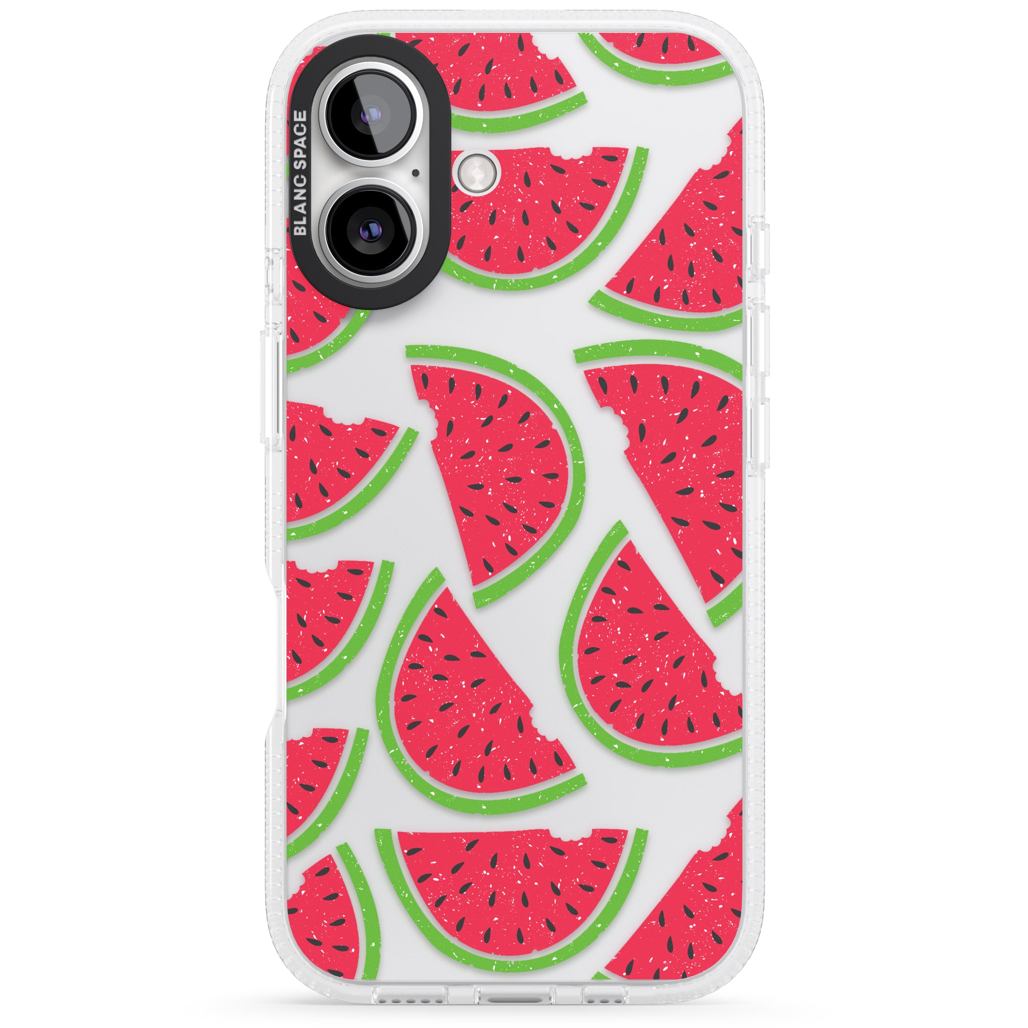 Watermelon Pattern iPhone 16 / 16 Plus Clear Case Impact Air - Blanc Space