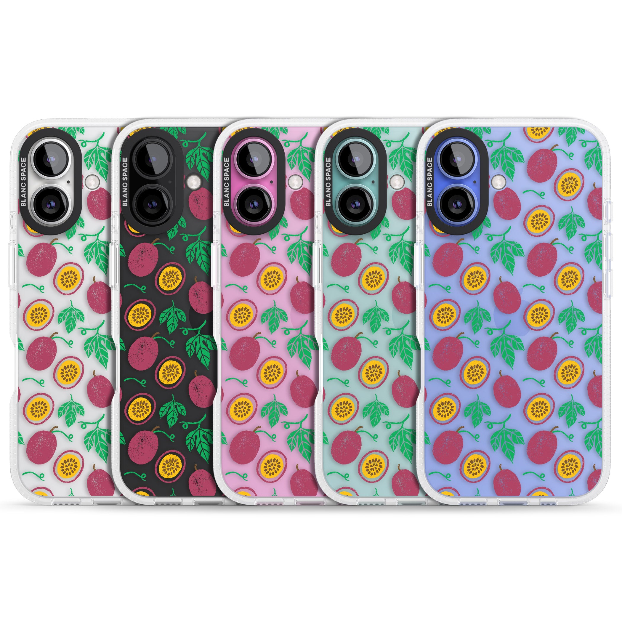 Passion Fruit Pattern iPhone 16 / 16 Plus Clear Case Impact Air - Blanc Space