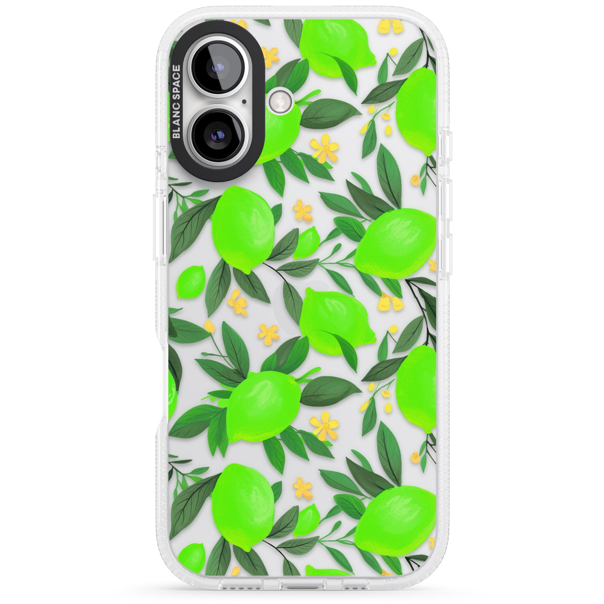 Lime Pattern iPhone 16 / 16 Plus Clear Case Impact Air - Blanc Space