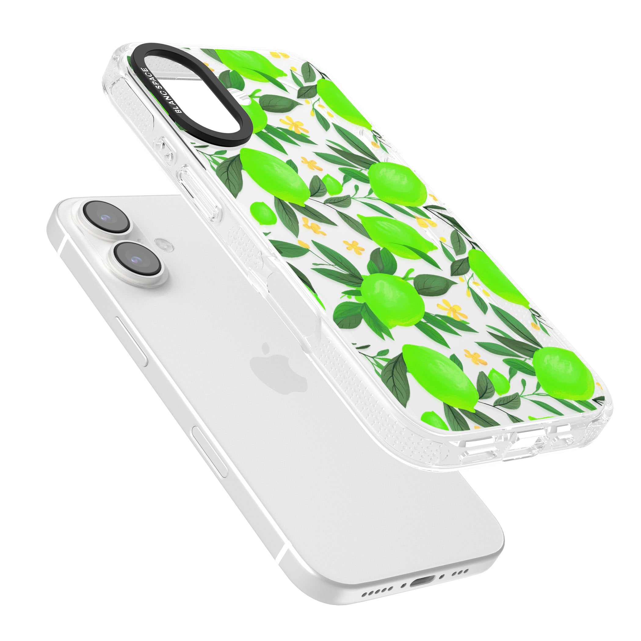 Lime Pattern iPhone 16 / 16 Plus Clear Case Impact Air - Blanc Space