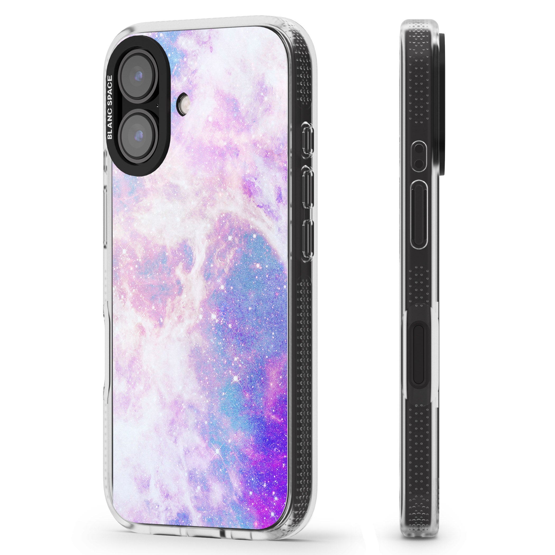 Purple & Blue Galaxy Pattern Design iPhone 16 / 16 Plus Clear Case Impact Air - Blanc Space