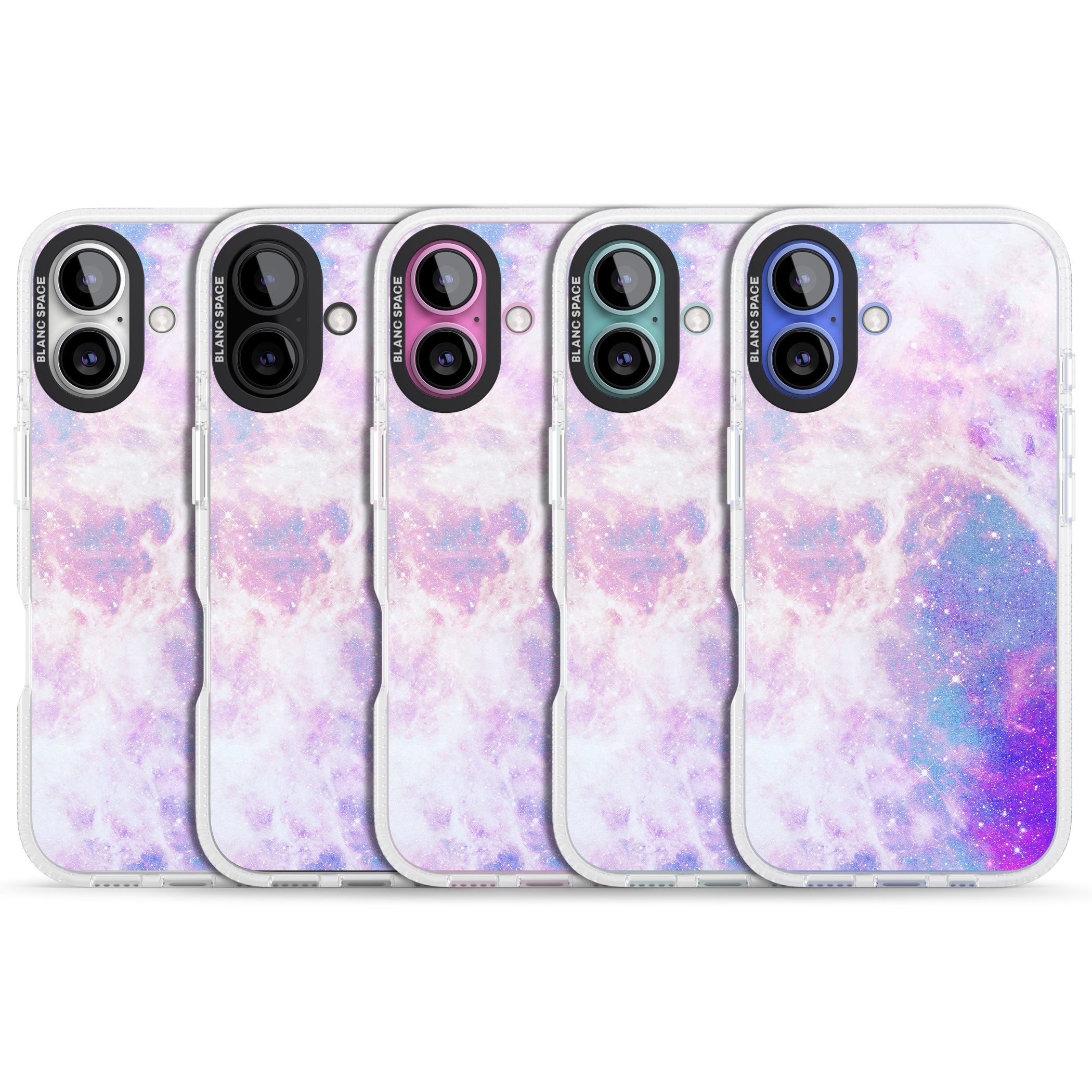 Purple & Blue Galaxy Pattern Design iPhone 16 / 16 Plus Clear Case Impact Air - Blanc Space