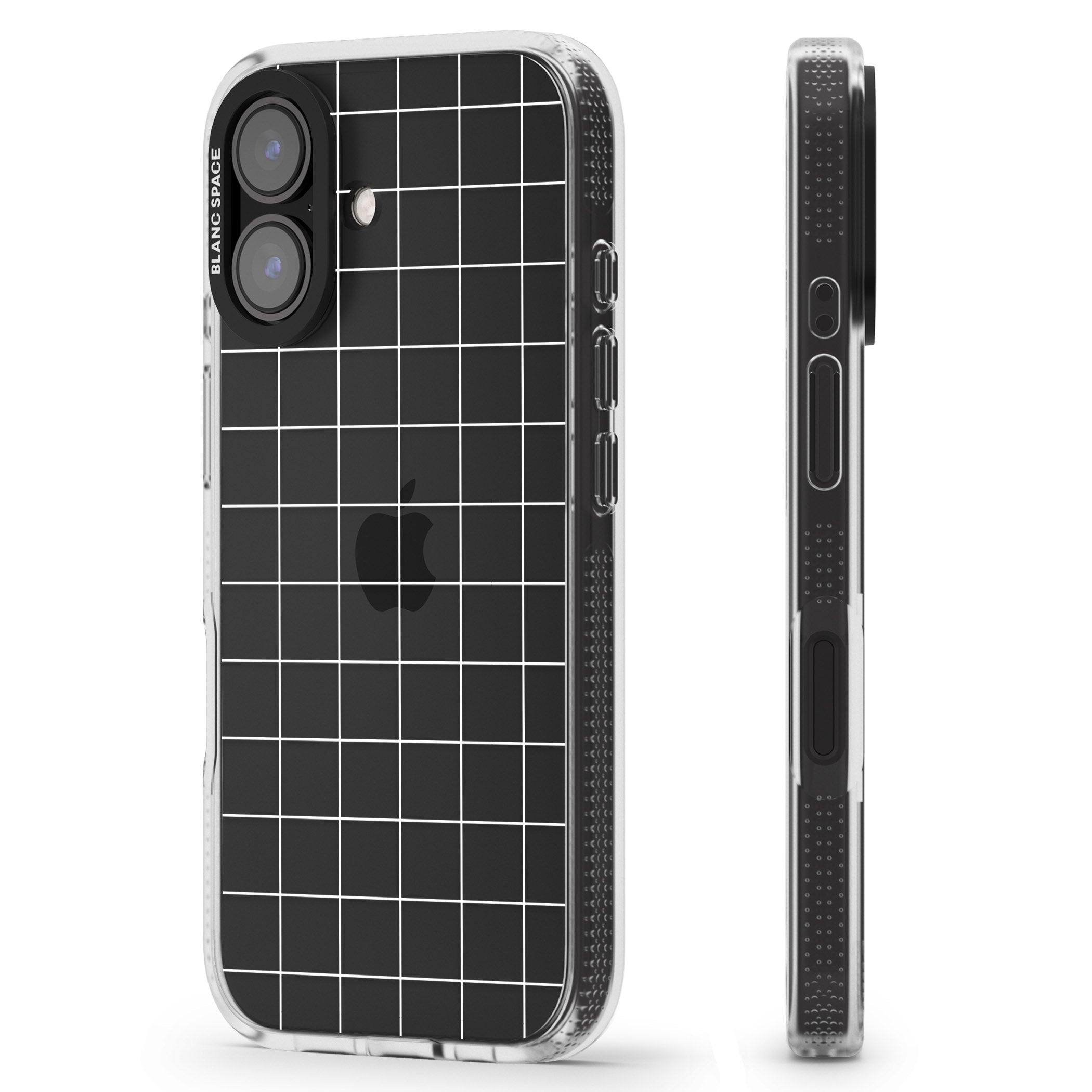 Simplistic Large Grid Pattern White (Transparent) iPhone 16 / 16 Plus Clear Case Impact Air - Blanc Space