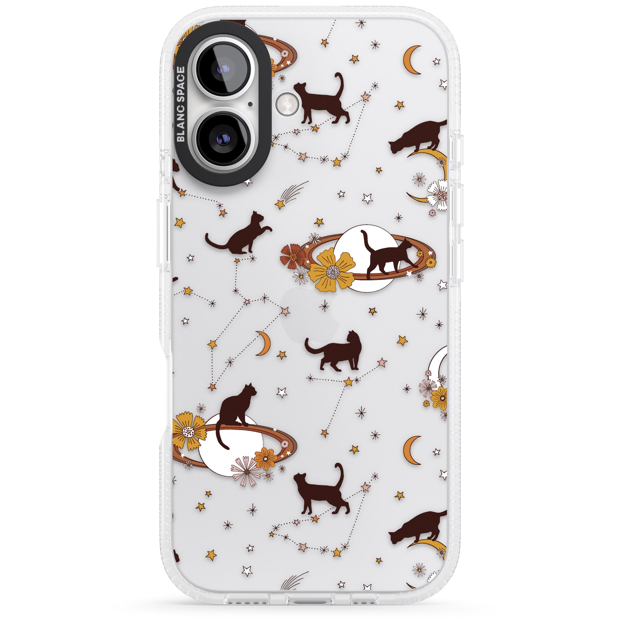 Halloween Cats and Astrology iPhone 16 / 16 Plus Clear Case Impact Air - Blanc Space